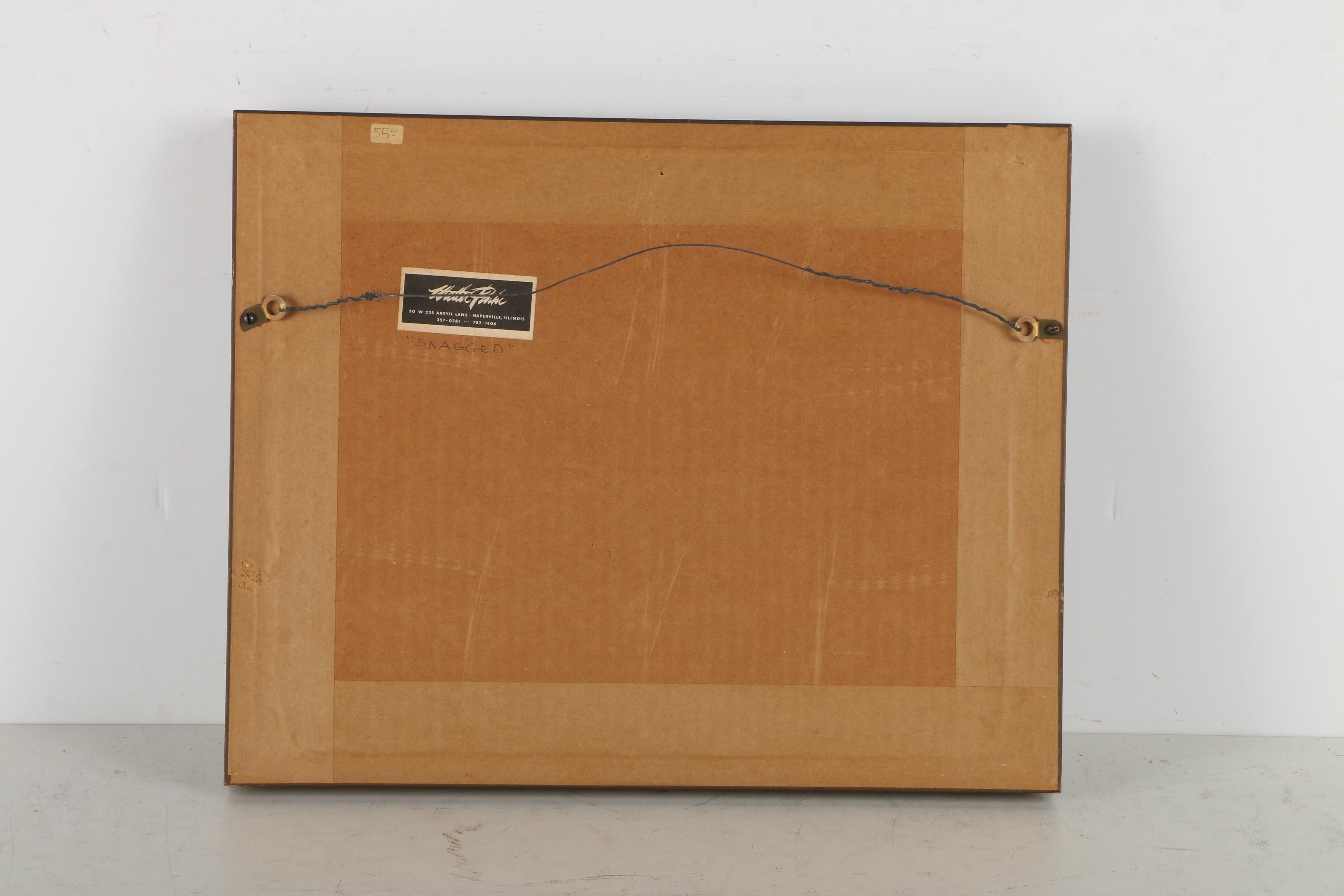 Walter Parke Watercolor Painting of a Fisherman "Snagged"