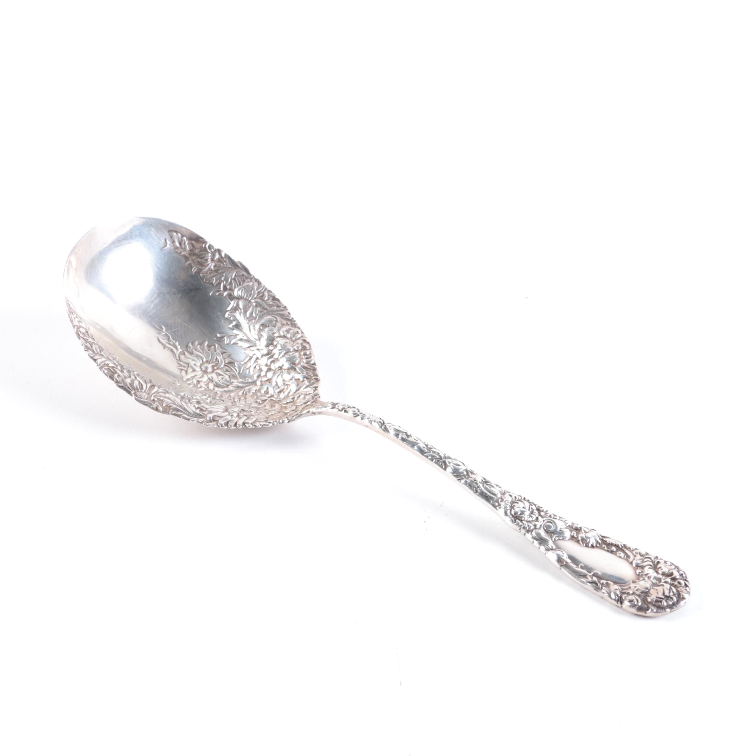 Sterling Silver Serving Spoon by Durgin in "Chrysanthemum"