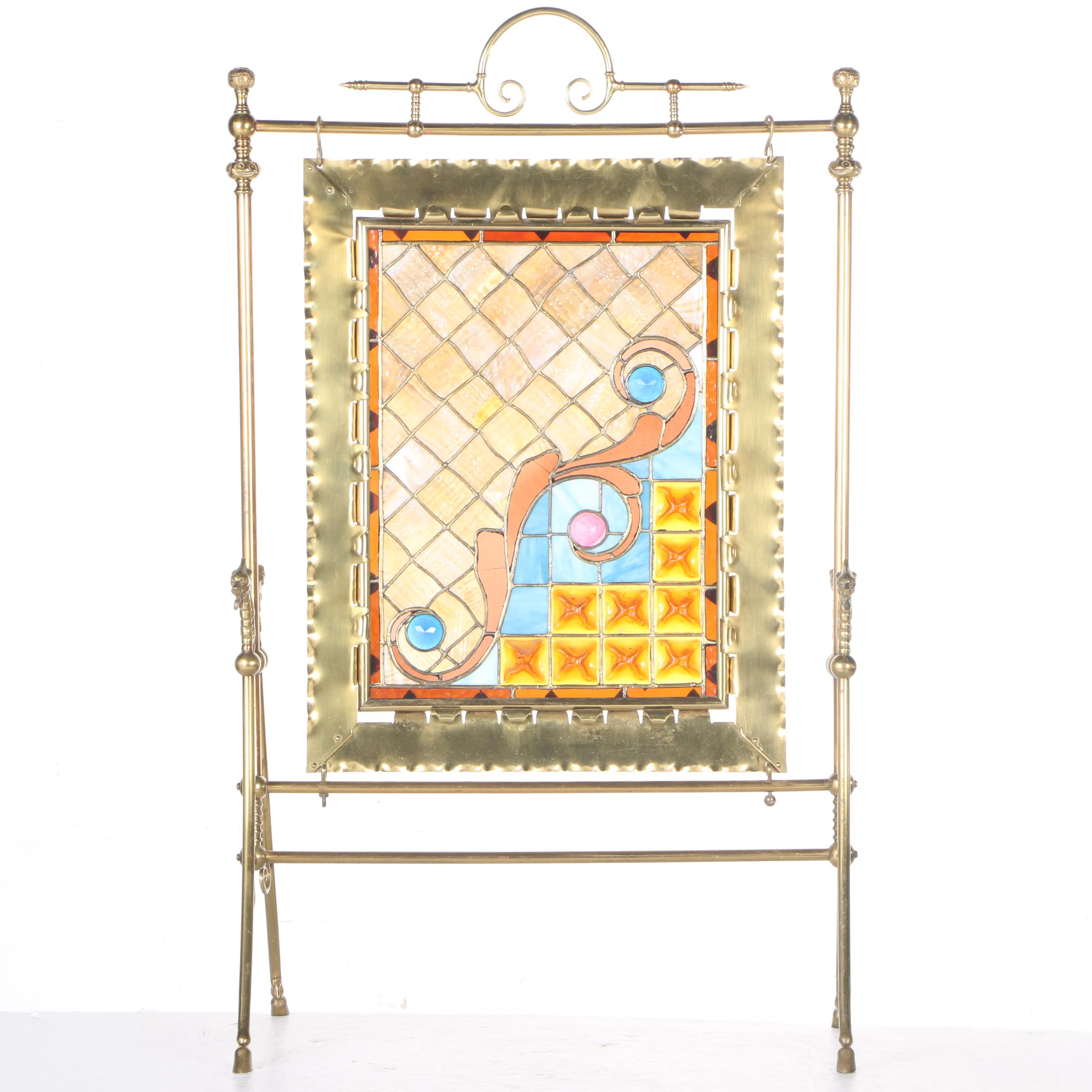 Brass and Stained Glass Screen