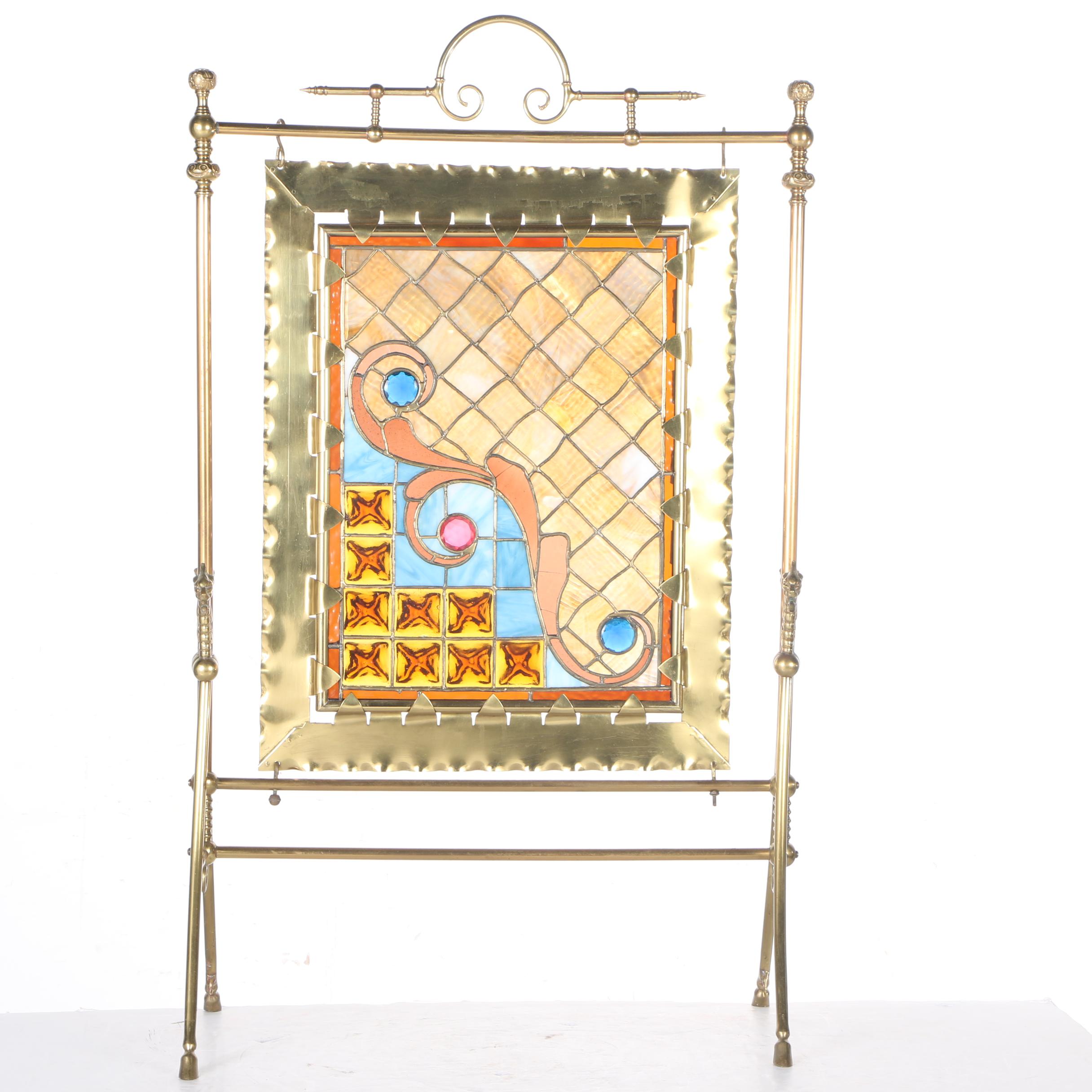 Brass and Stained Glass Screen