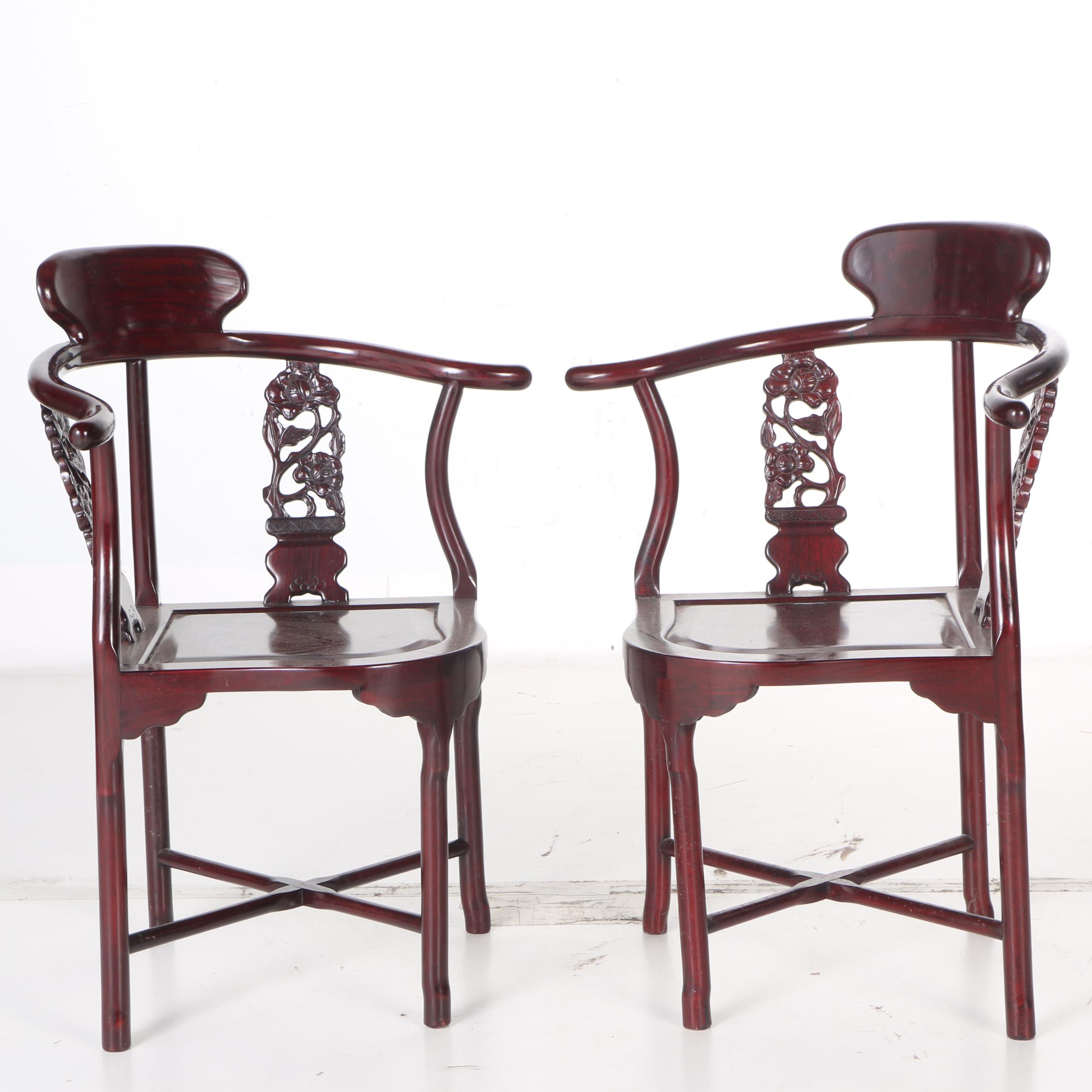 Rosewood Chinese Style Corner Chairs