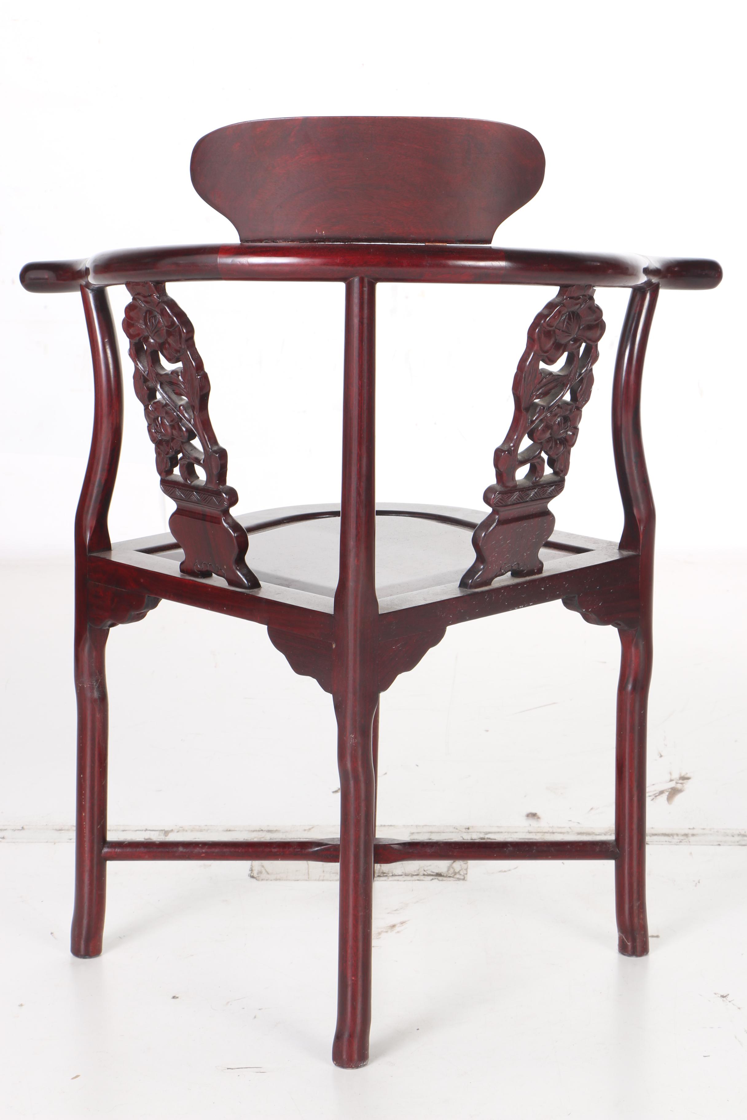 Rosewood Chinese Style Corner Chairs