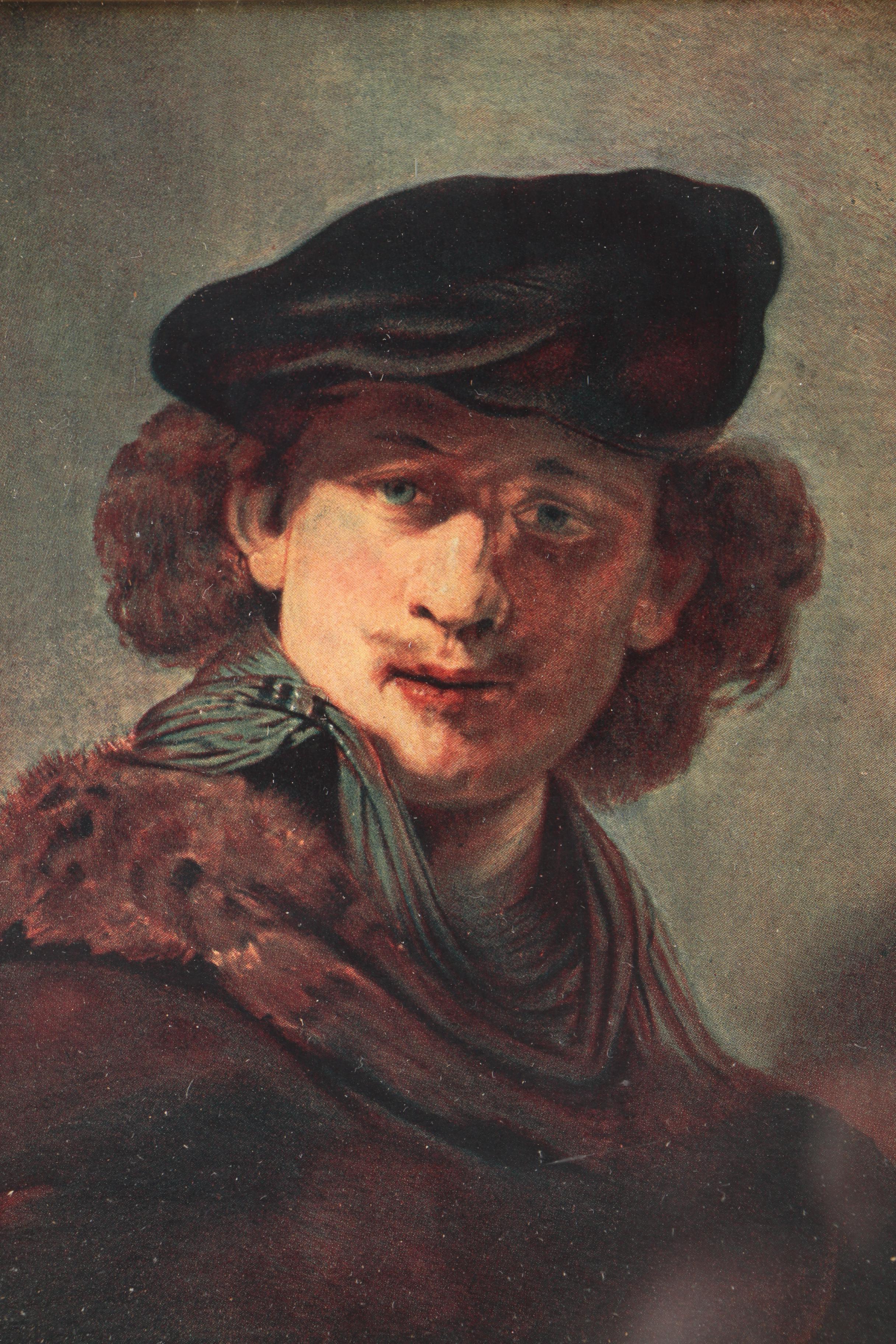 Offset Lithograph on Paperboard After Rembrandt's "Self Portrait With Velvet Beret"