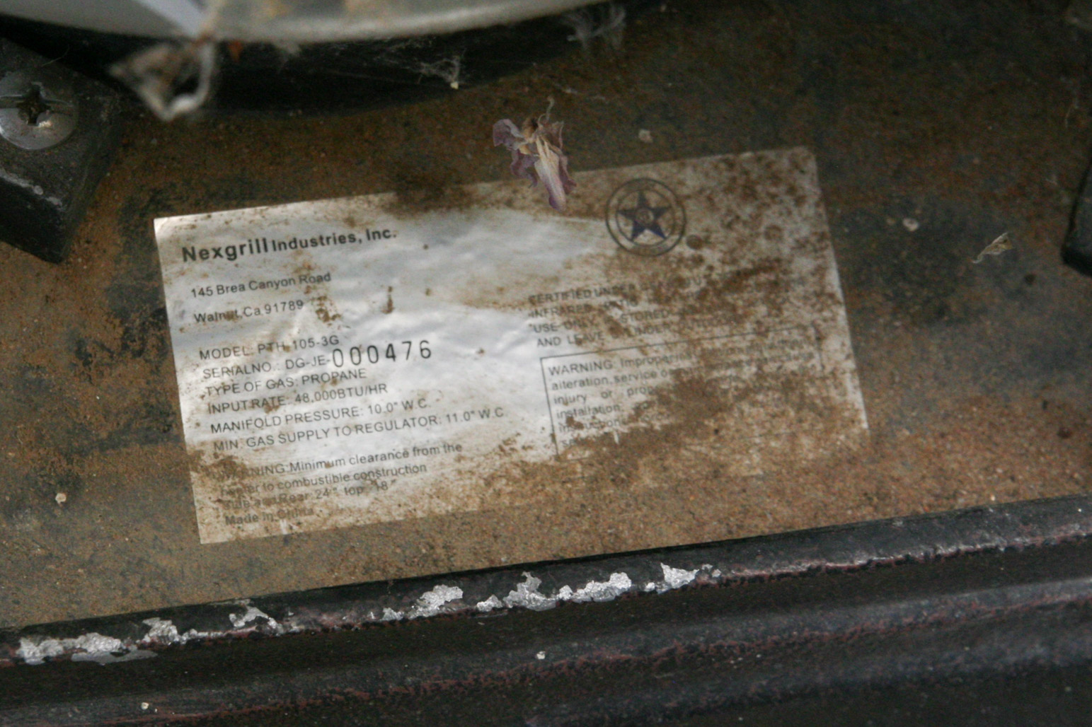 Nexgrill Patio Heater Model PTH105-3G