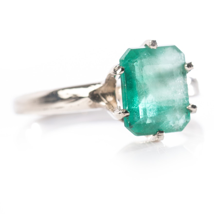 14K White Gold 2.05 CTS Emerald Ring