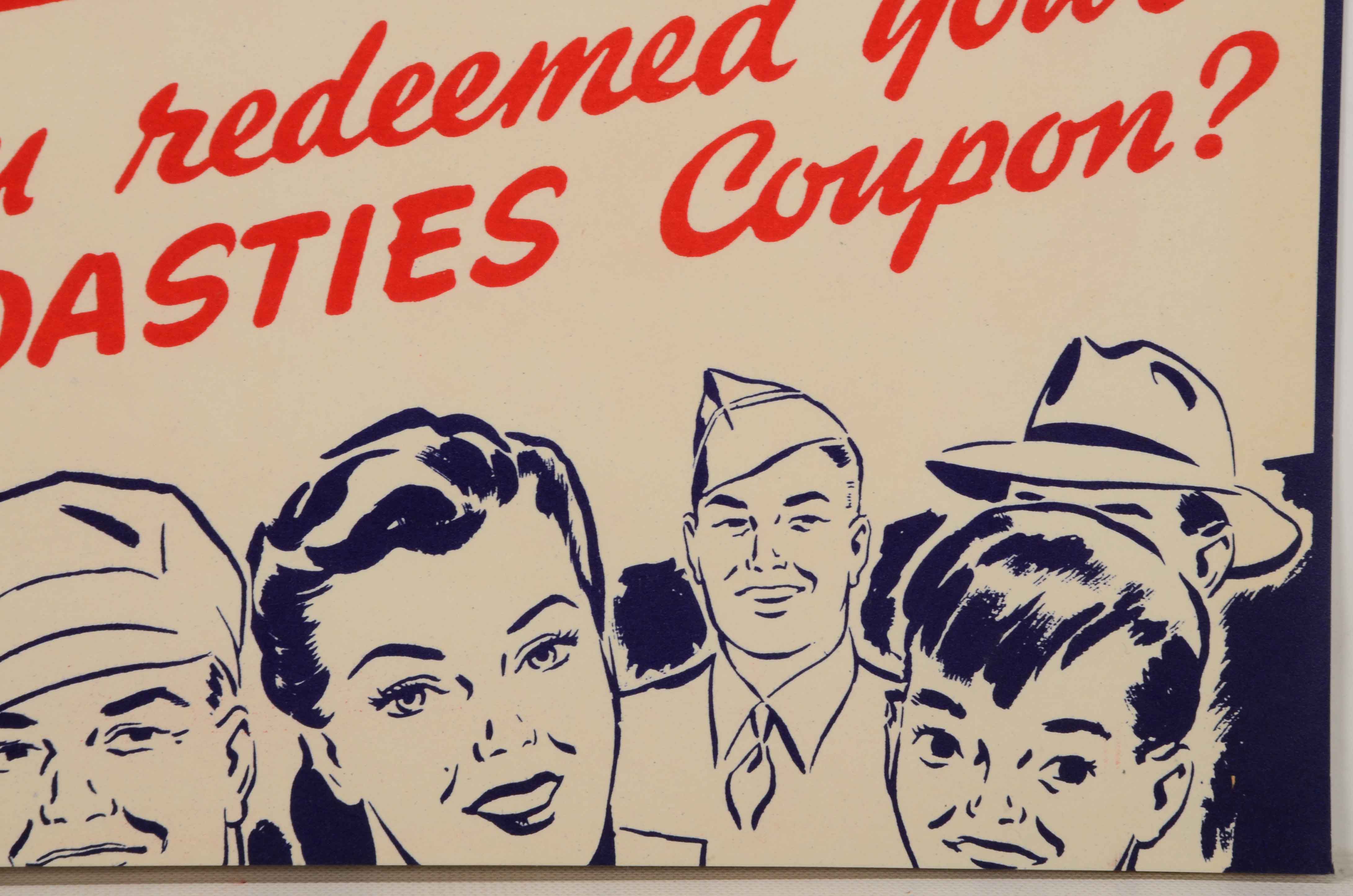 Original WWI TWA Propaganda Poster "Keep America Fit with Wholesome Food / Say: TWA Airline Hostesses"