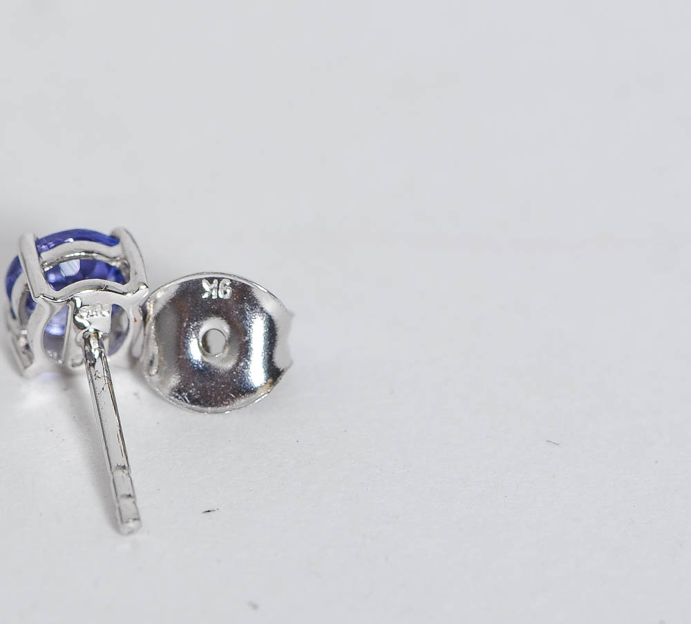 9K White Gold and Tanzanite Stud Earrings