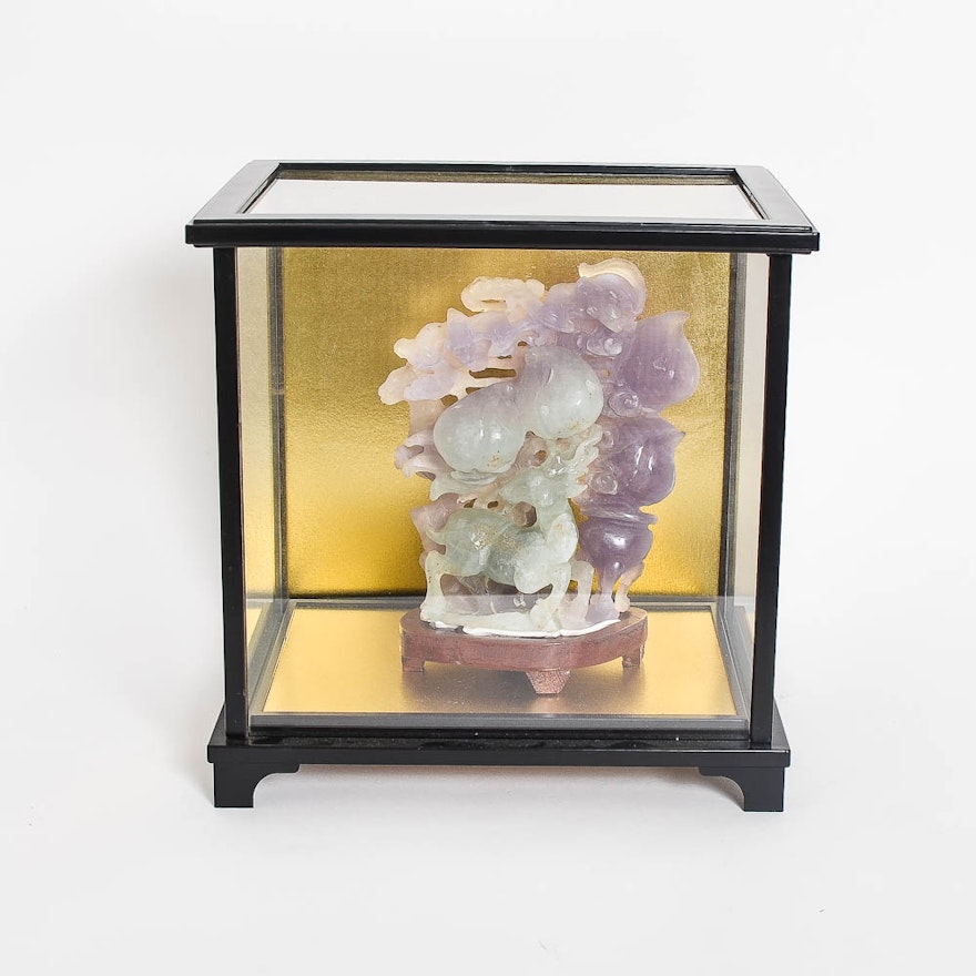 Jadeite Carving with Glass Display Case