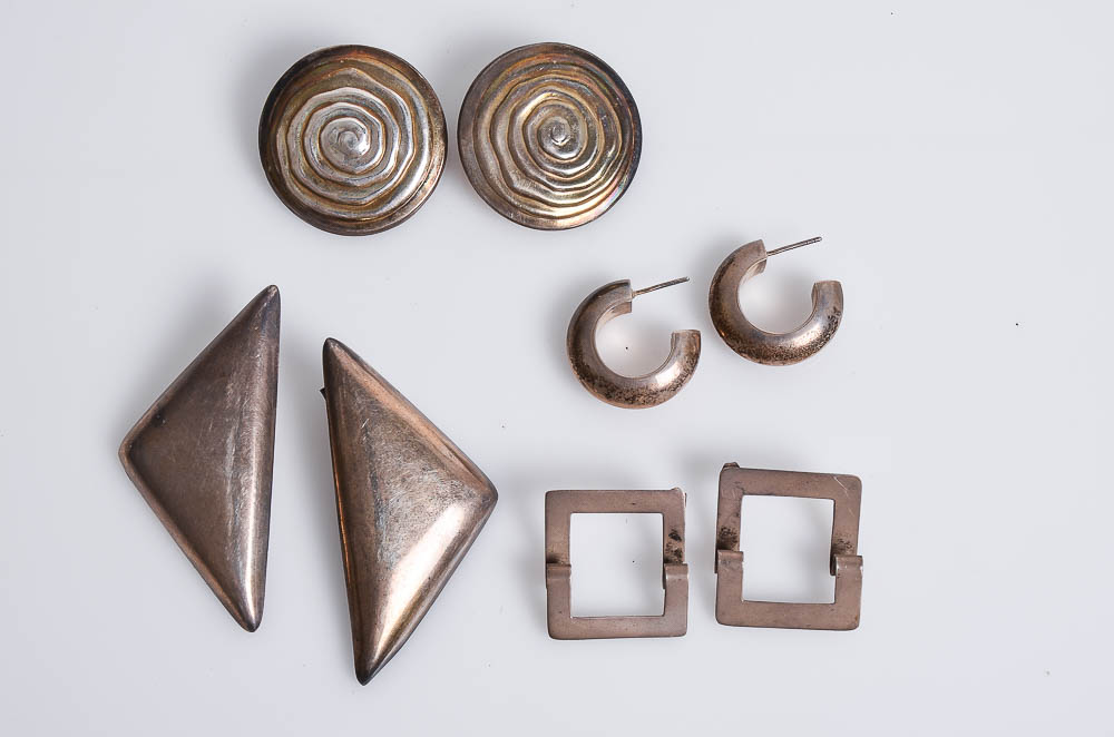 Assortment of Vintage Sterling Silver Earrings