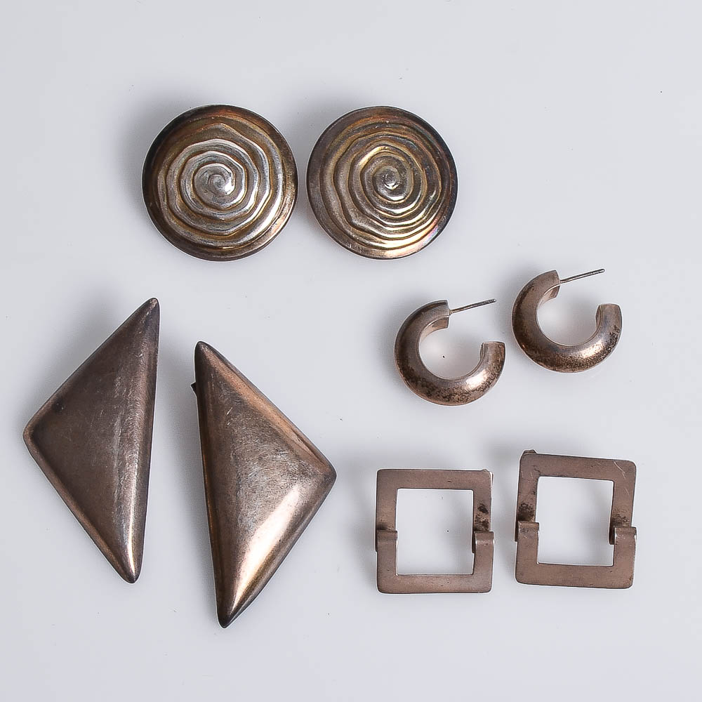 Assortment of Vintage Sterling Silver Earrings