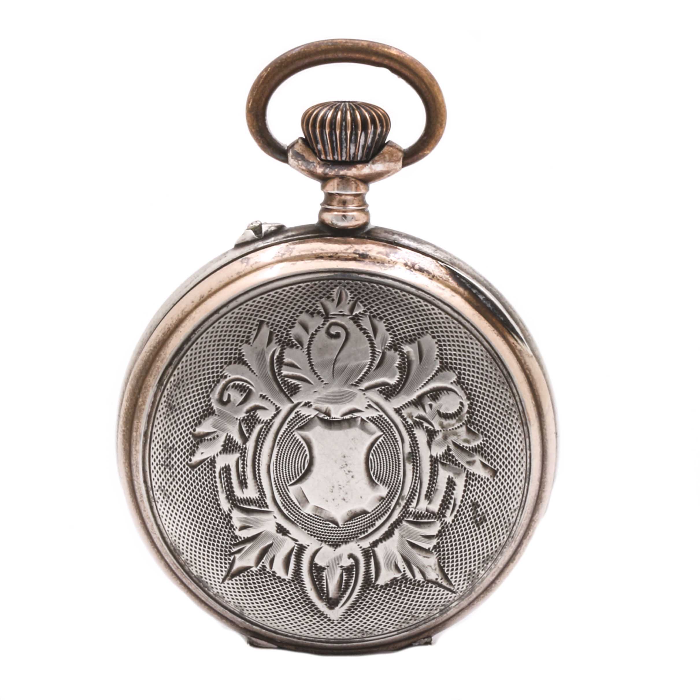 Circa Early 20th Century 800 Silver Open Dial Pin Set Pocket Watch