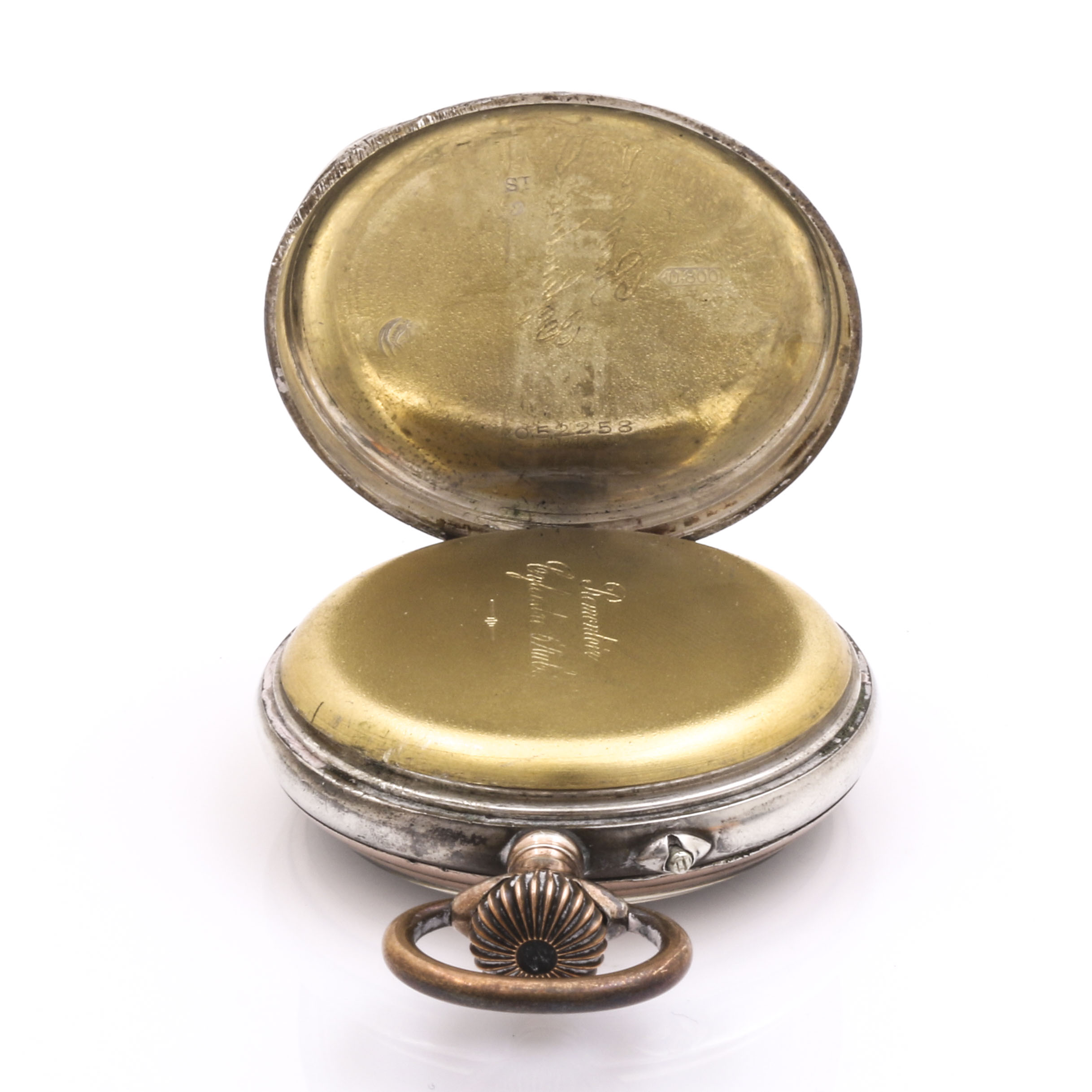 Circa Early 20th Century 800 Silver Open Dial Pin Set Pocket Watch