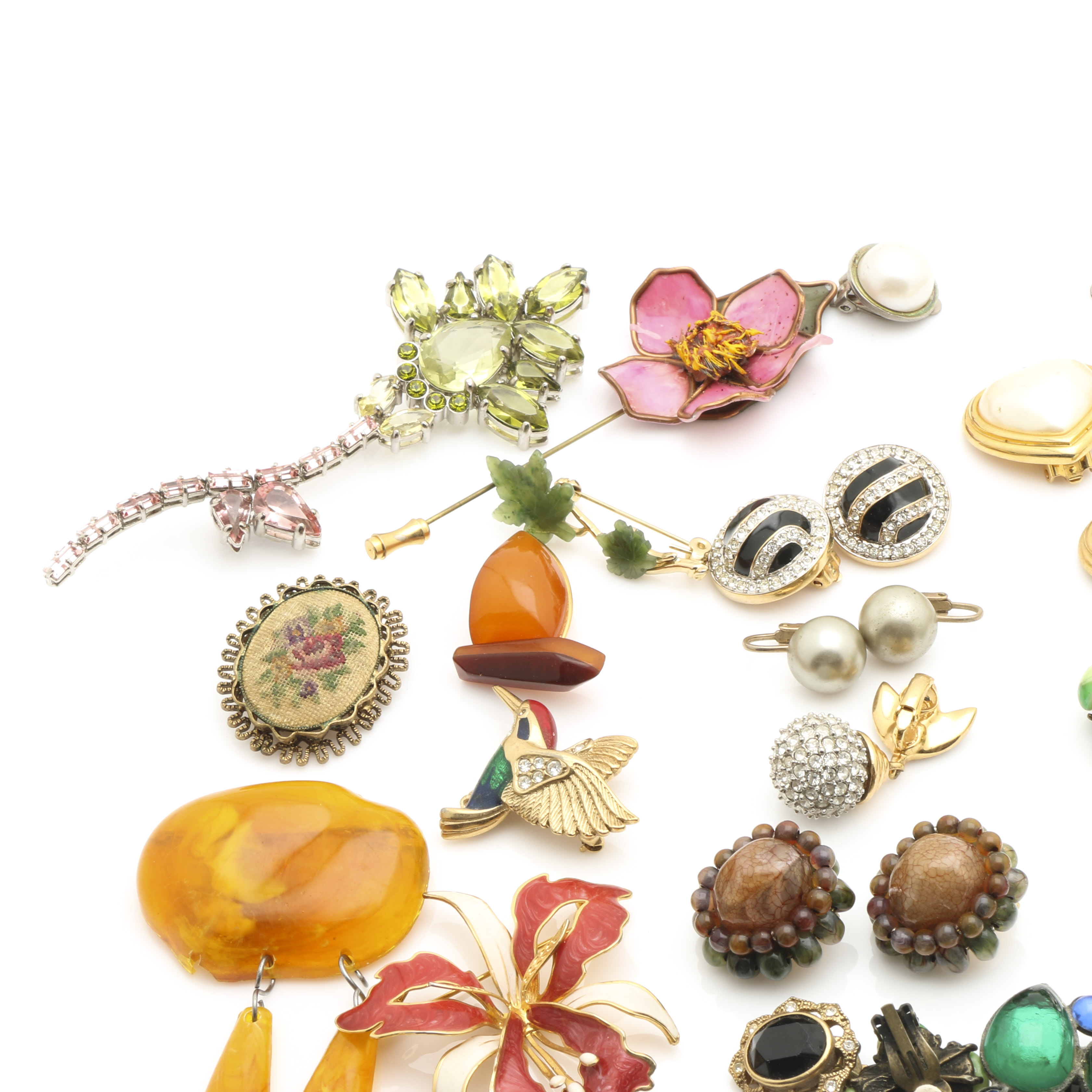 Costume Jewelry Assortment with Painted Jewelry Box