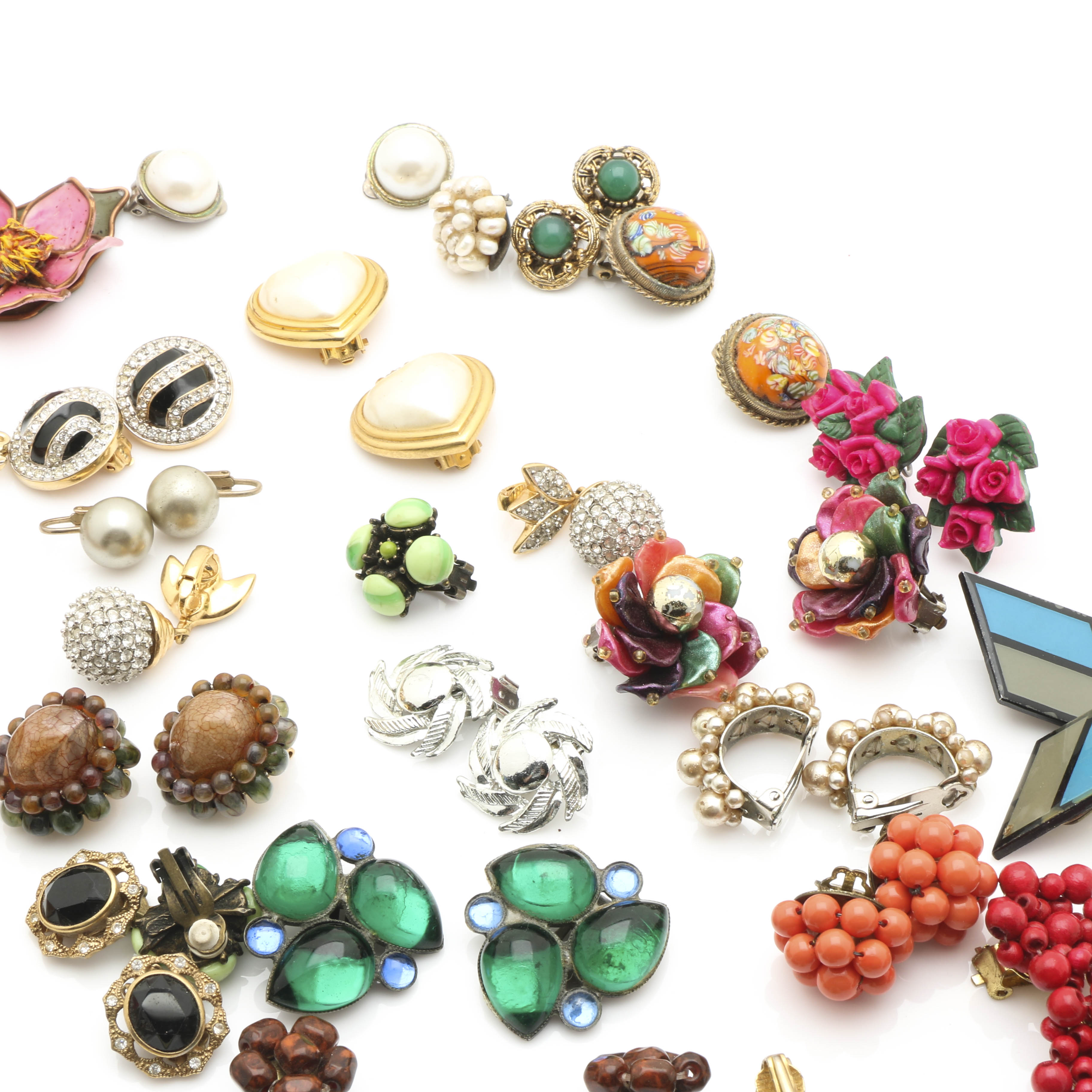 Costume Jewelry Assortment with Painted Jewelry Box