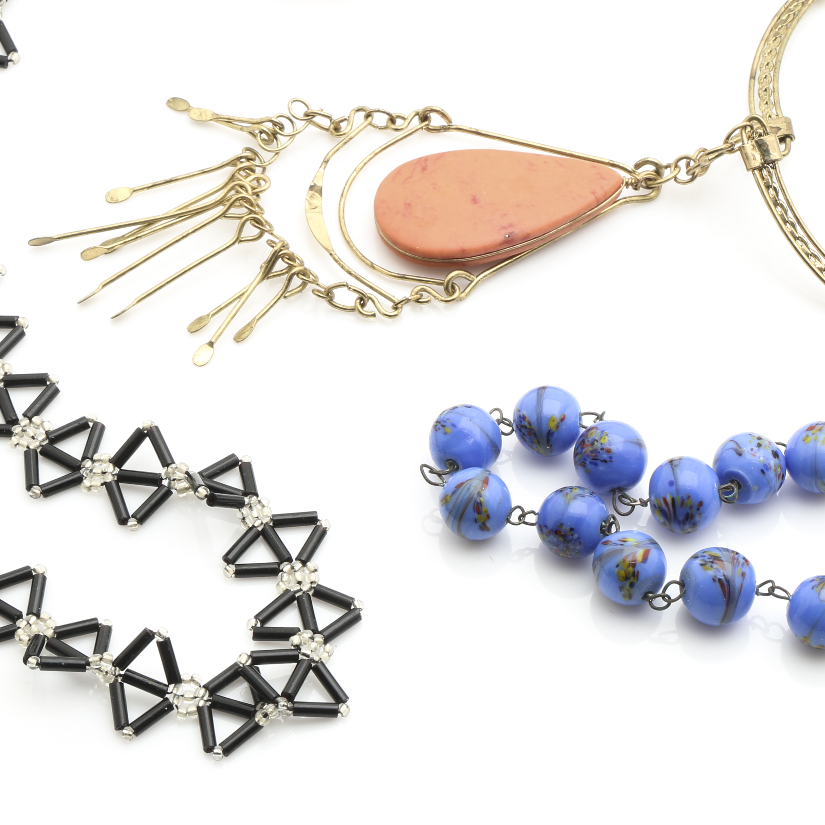 Costume Jewelry Assortment with Painted Jewelry Box