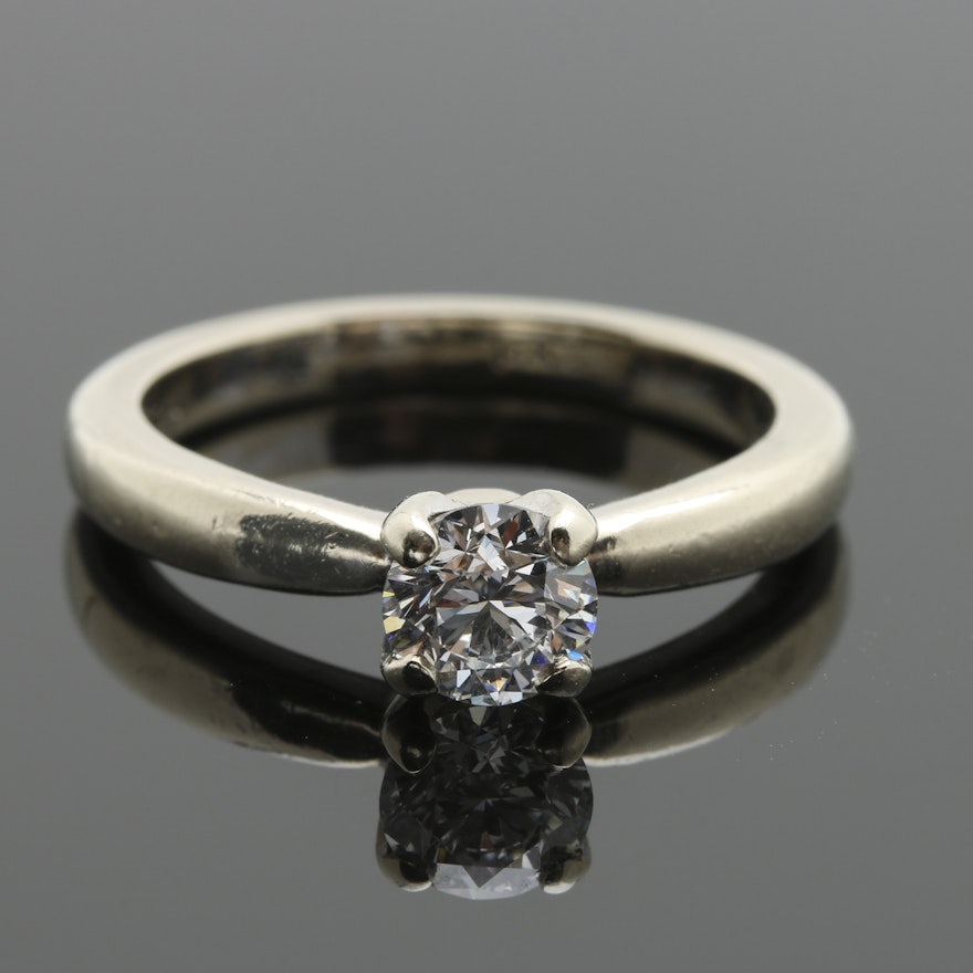 14K White Gold Diamond Solitaire Ring