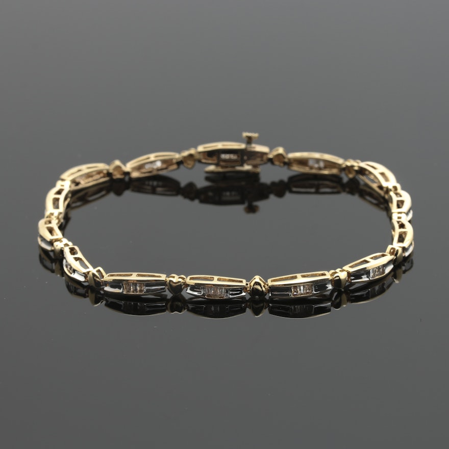 14K Yellow Gold Diamond Link Bracelet