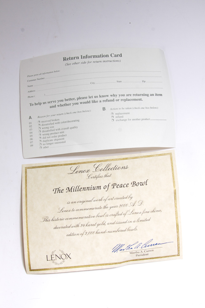 Lenox "The Millennium of Peace Bowl"