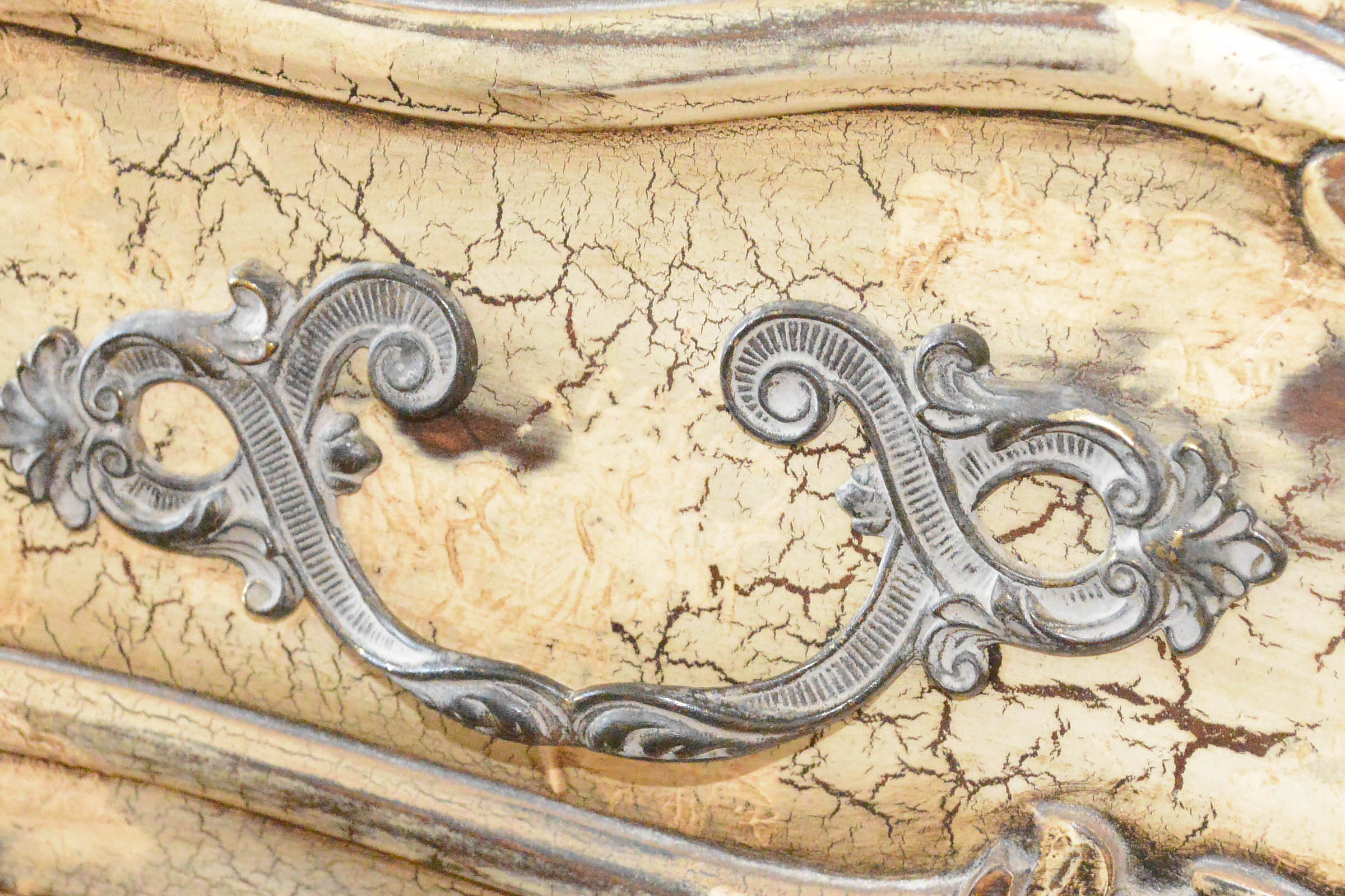 Rococo Style Bombé Commode With Brown Variegated Granite Top