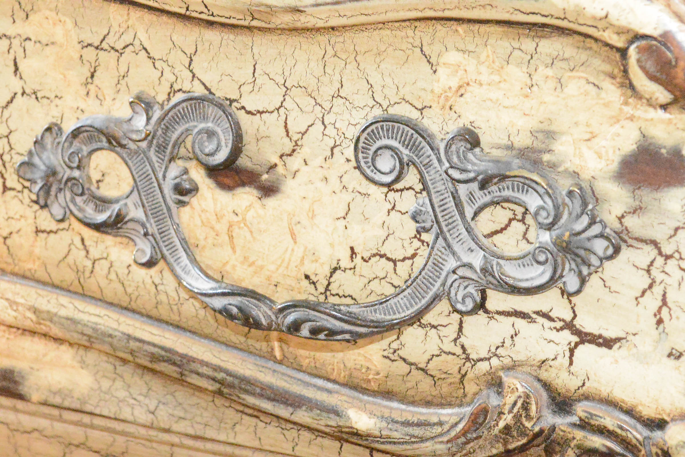 Rococo Style Bombé Commode With Brown Variegated Granite Top