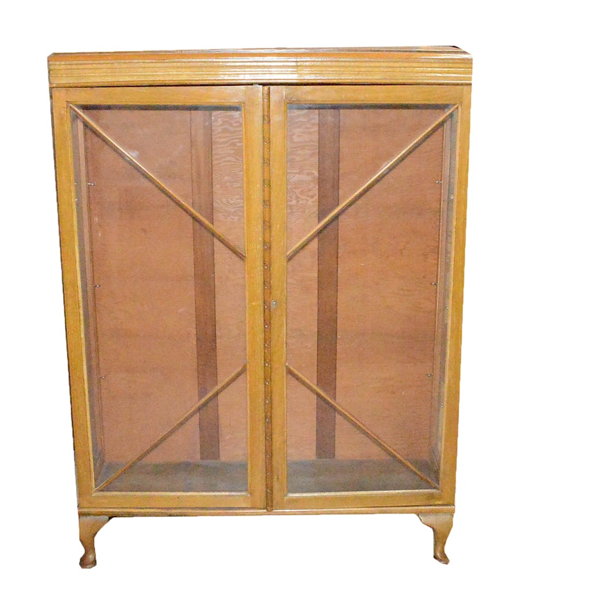 Queen Anne Style Wooden Vitrine Cabinet