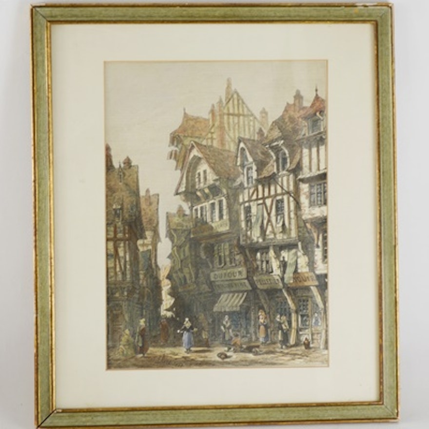 S. Read French Lithograph of 1872 Rouen