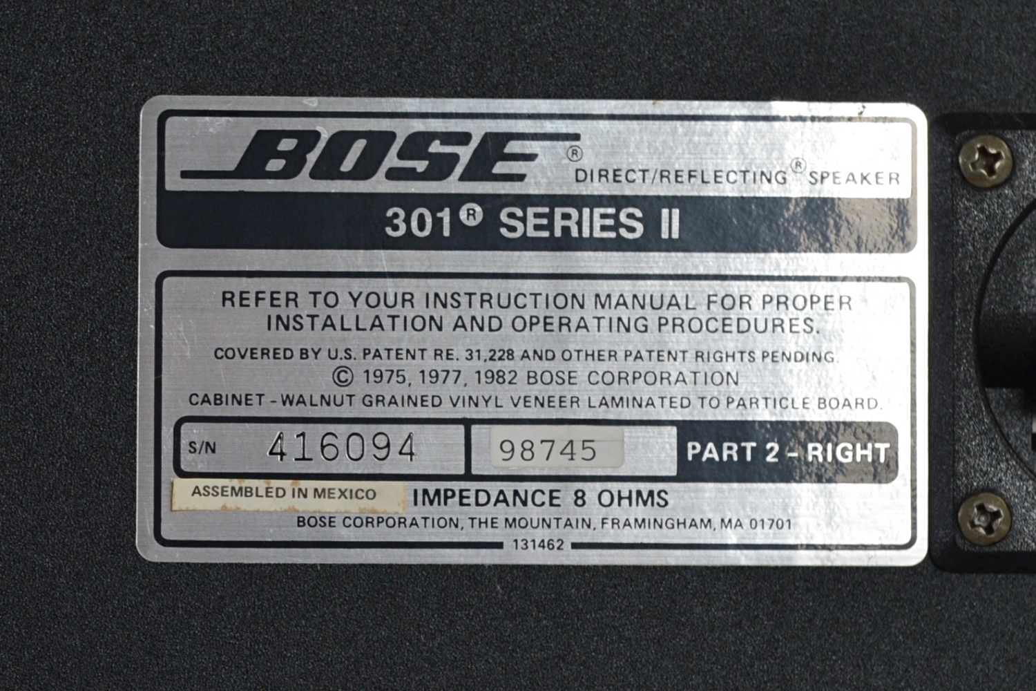 Vintage Bose 301 Series II Speakers