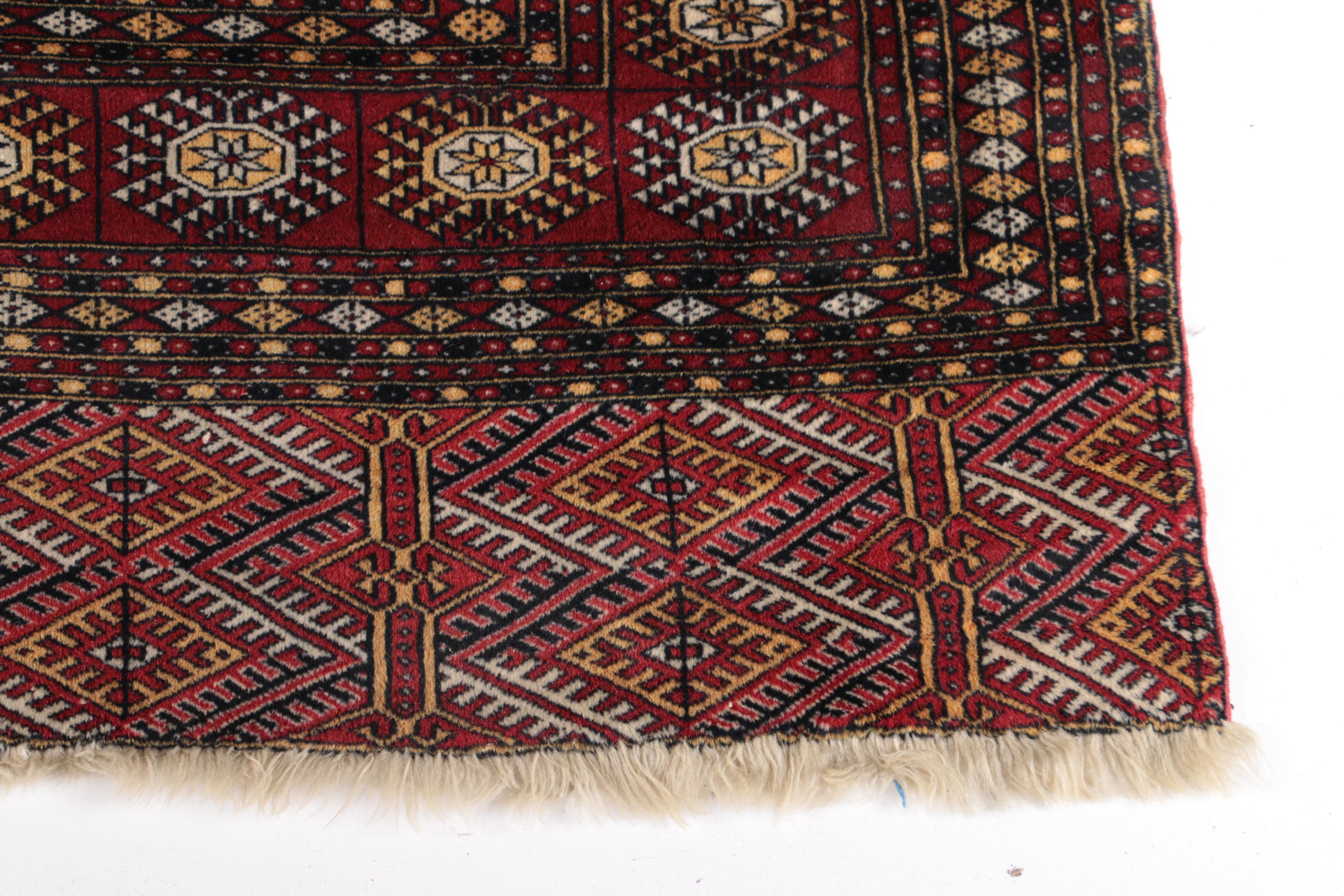 Vintage Hand-Knotted Tekke Bokhara Area Rug