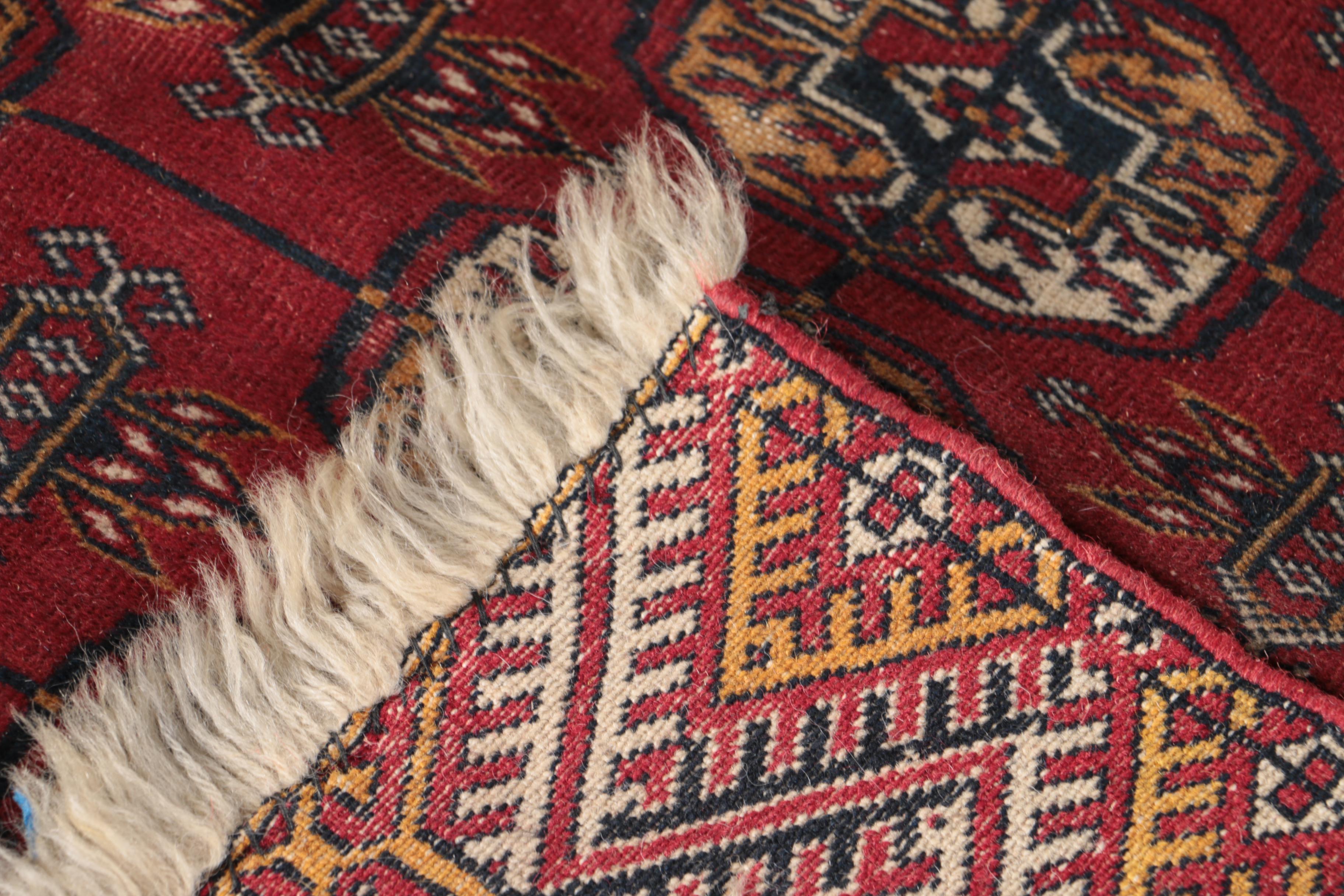 Vintage Hand-Knotted Tekke Bokhara Area Rug
