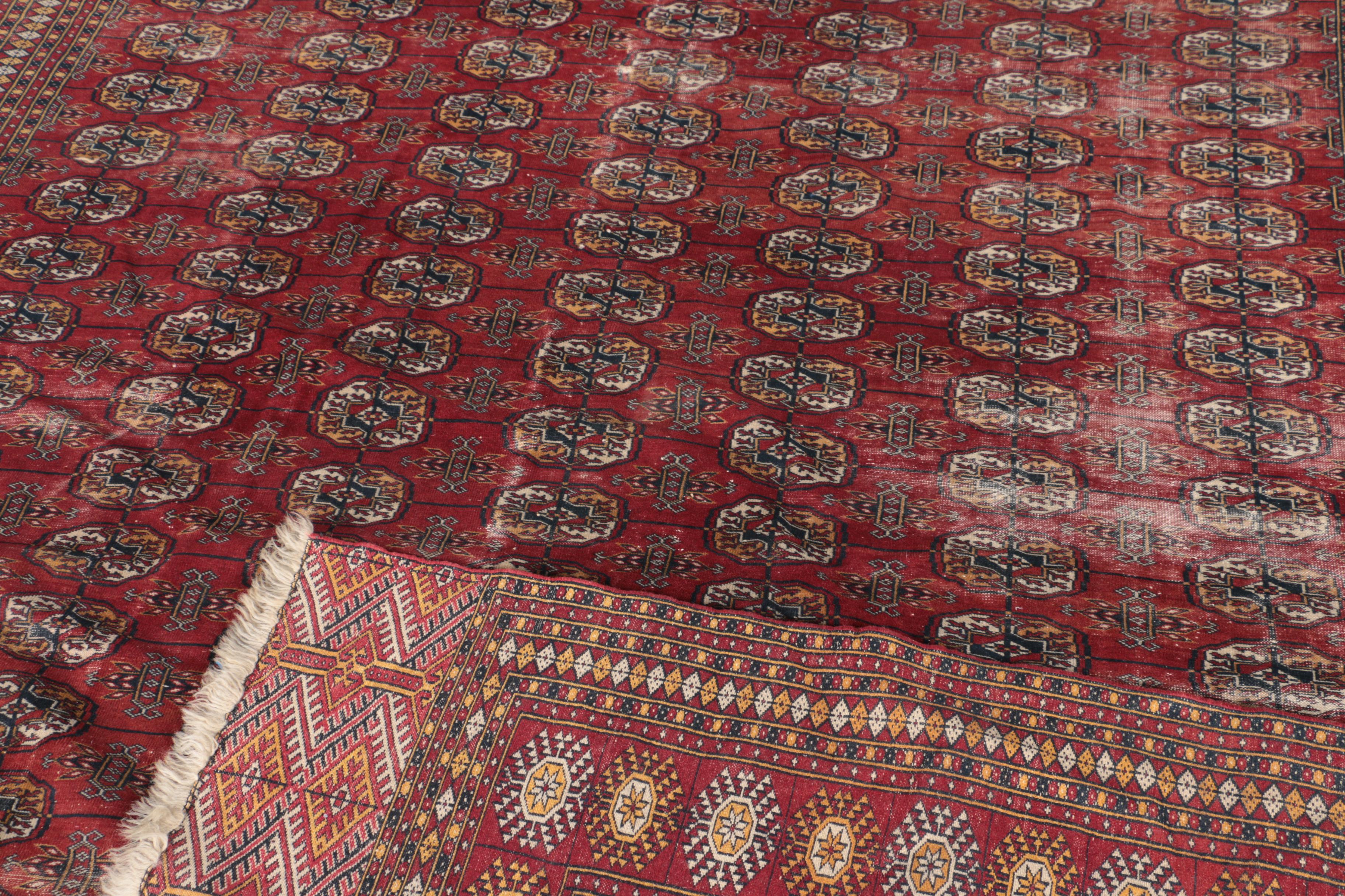 Vintage Hand-Knotted Tekke Bokhara Area Rug