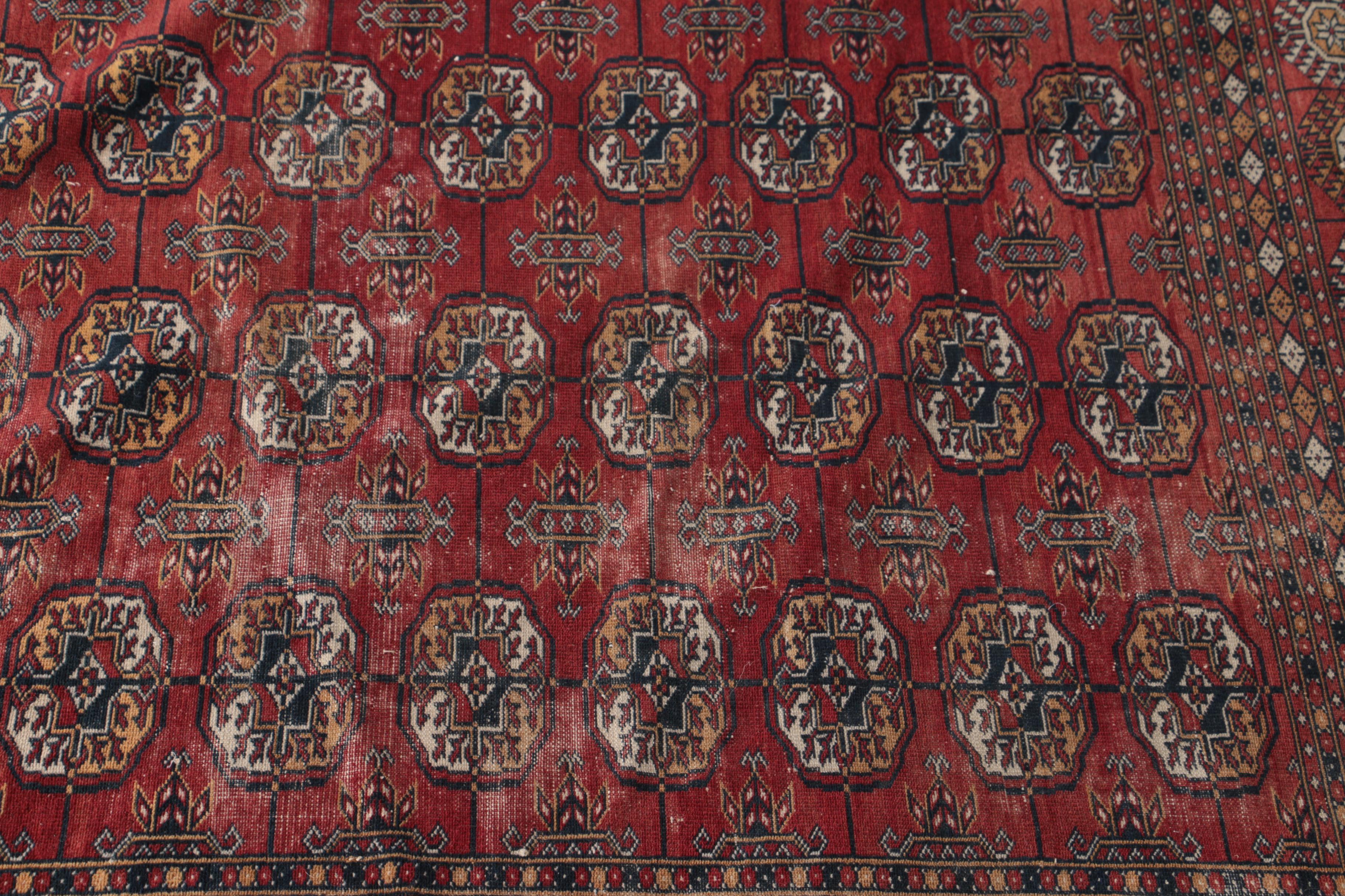 Vintage Hand-Knotted Tekke Bokhara Area Rug