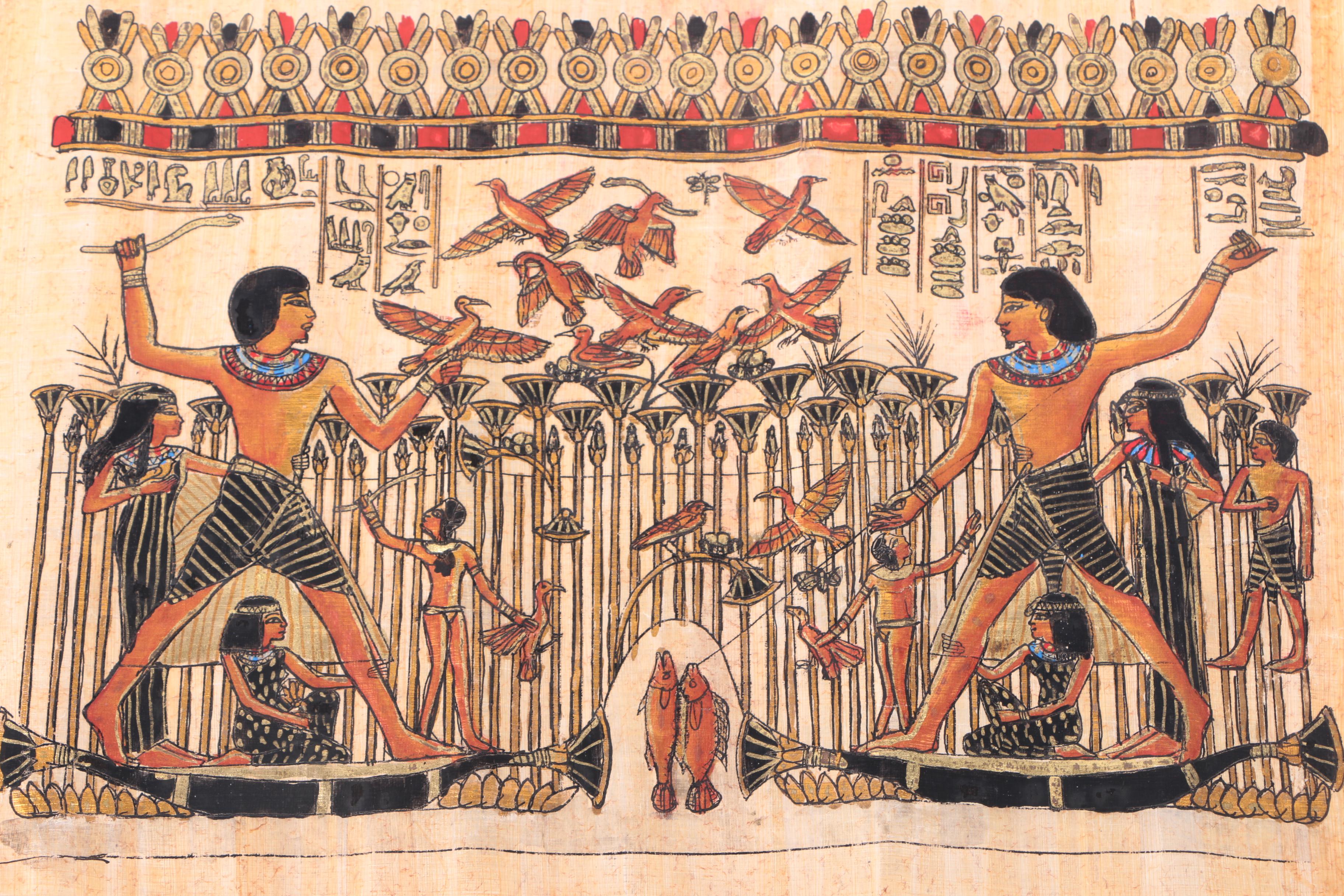 Gouache Painting on Papyrus After the Tomb of Nakht