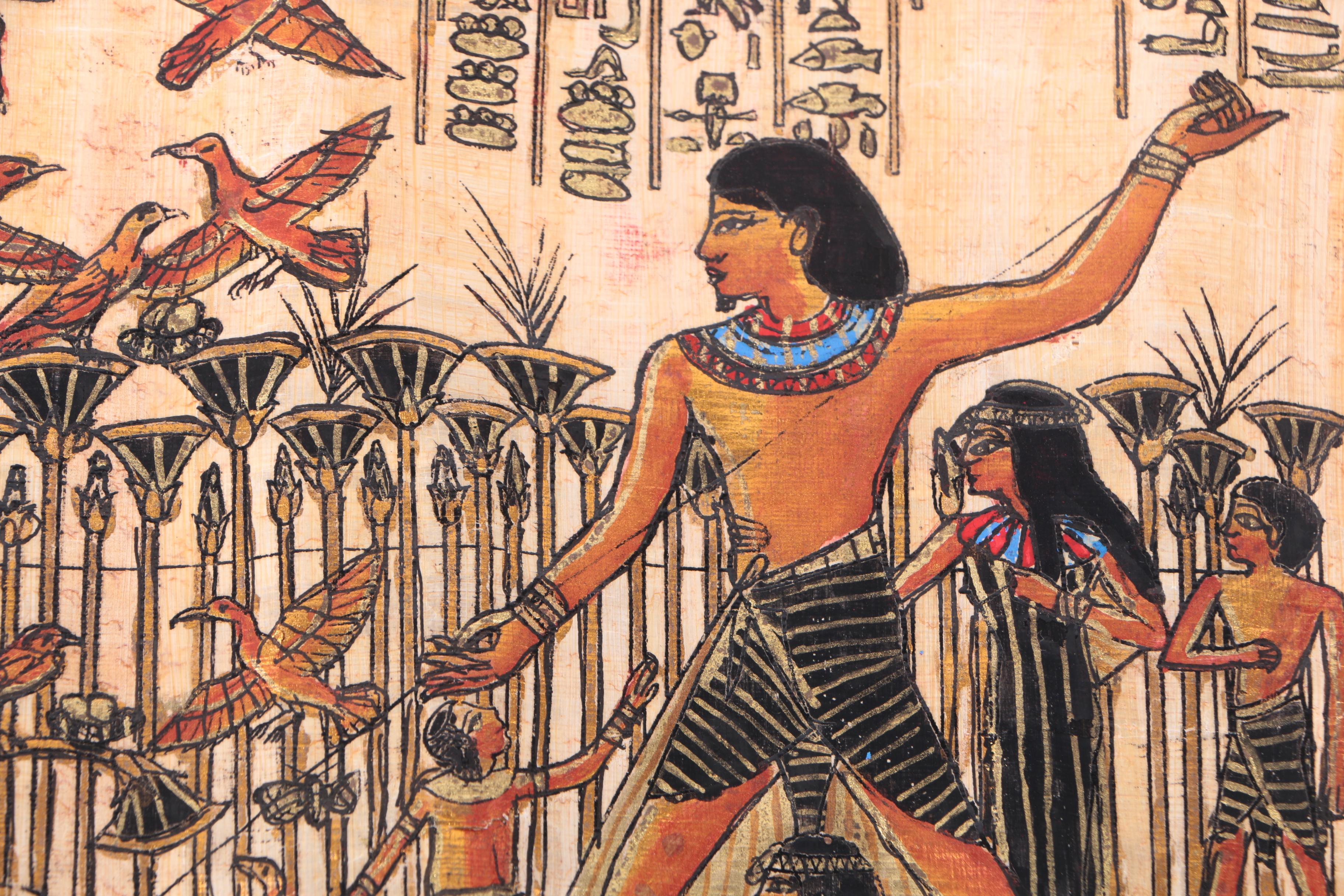 Gouache Painting on Papyrus After the Tomb of Nakht