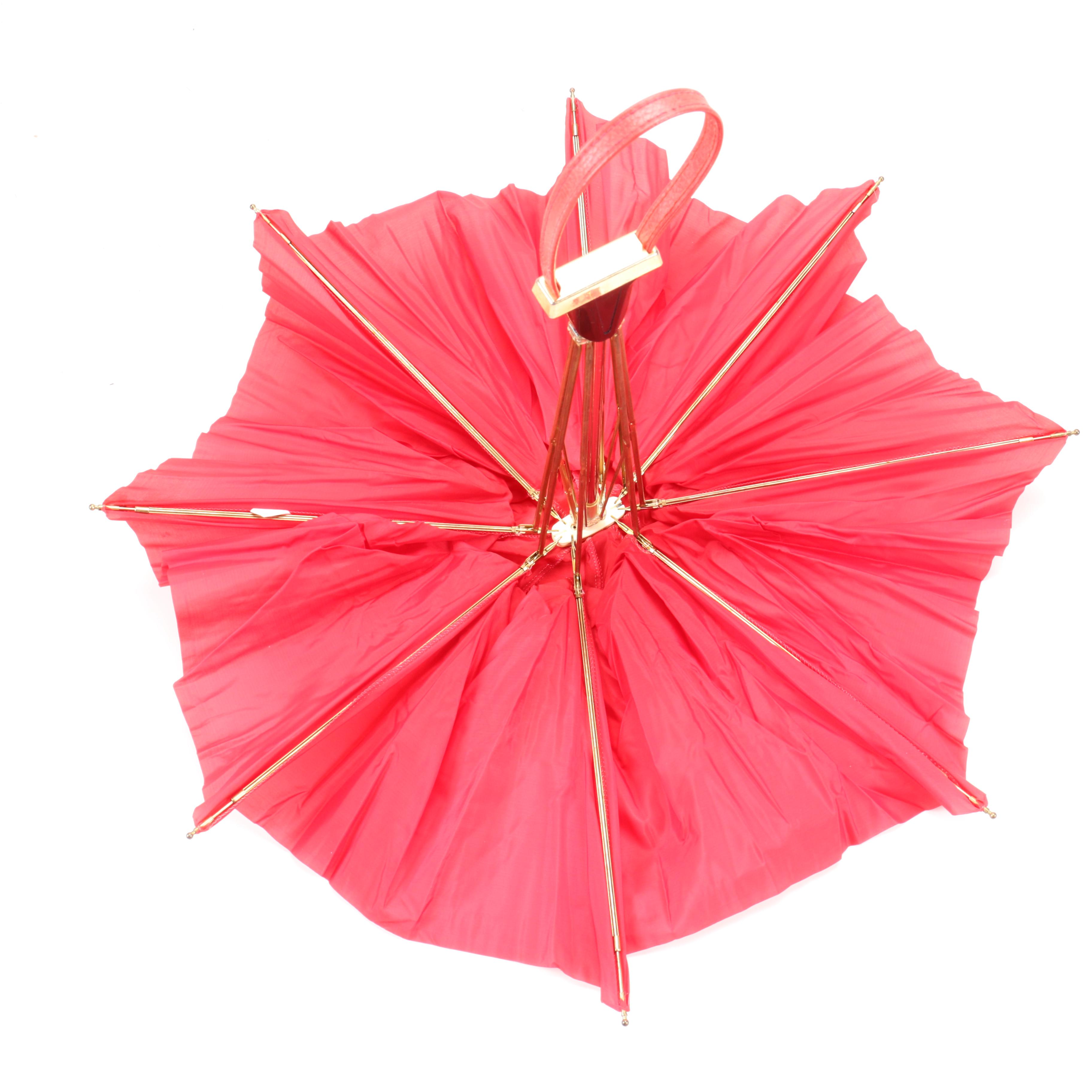 Vintage Travel Iron, Umbrella, and Personal Care Kit