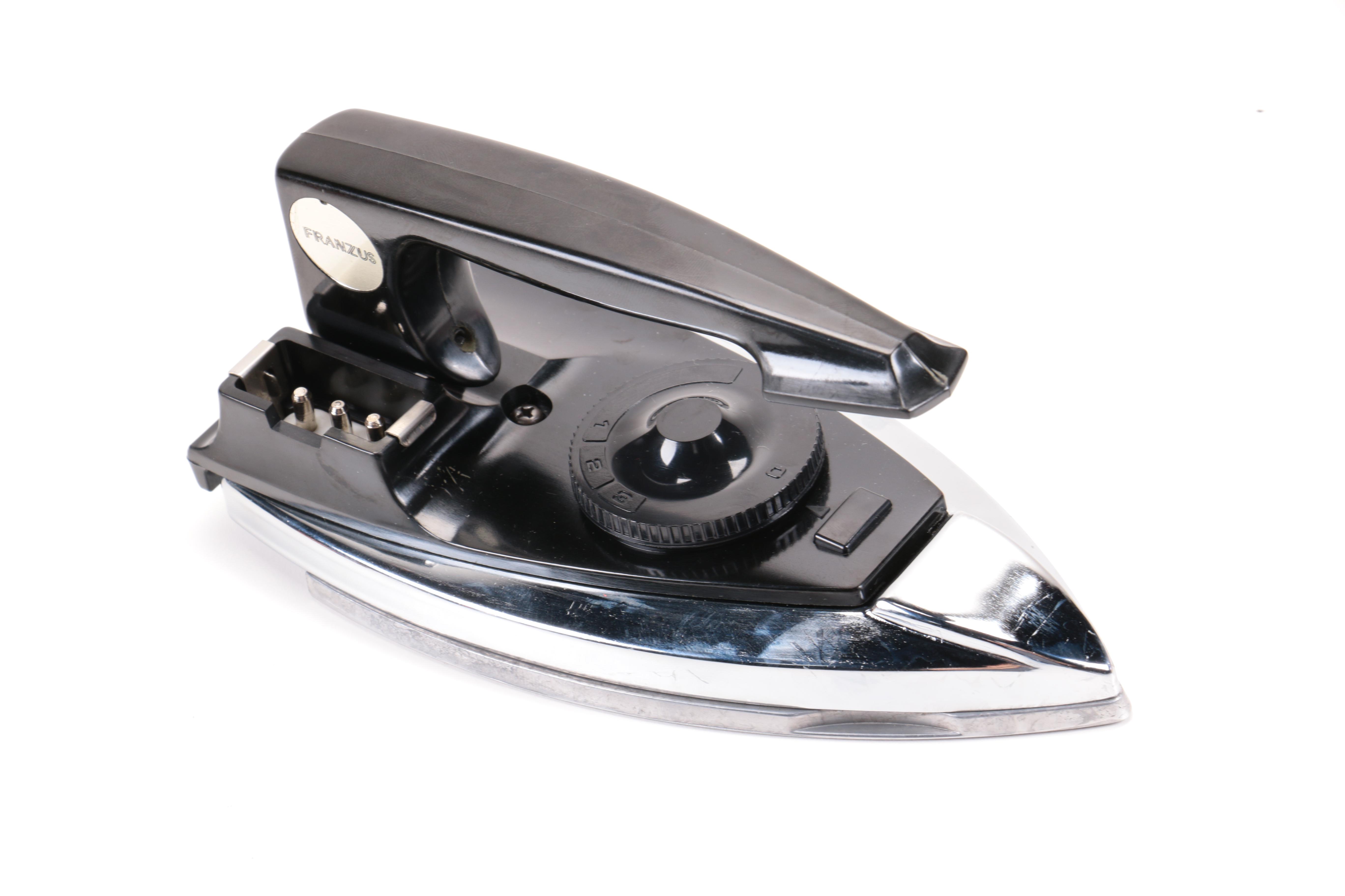 Vintage Travel Iron, Umbrella, and Personal Care Kit