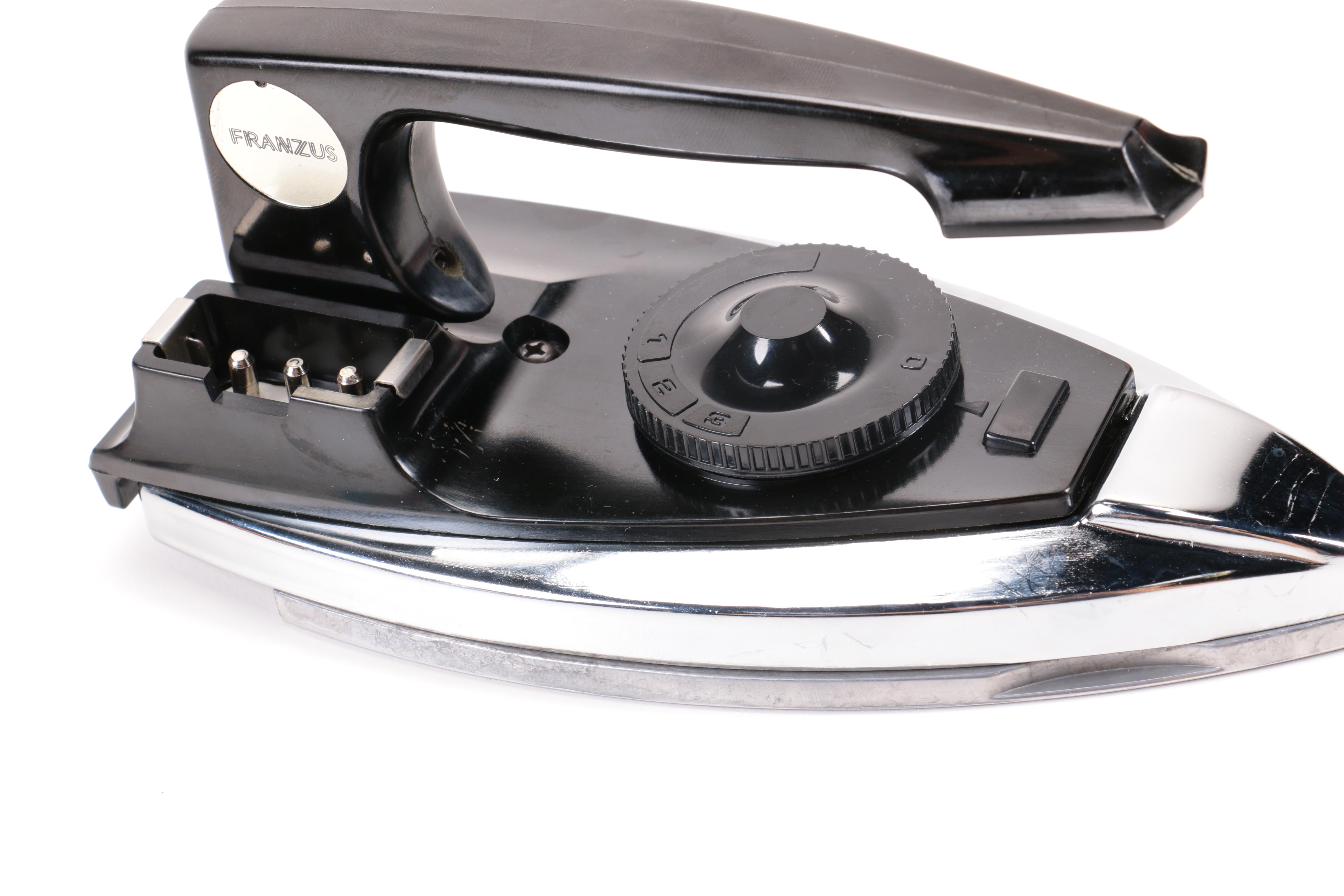 Vintage Travel Iron, Umbrella, and Personal Care Kit