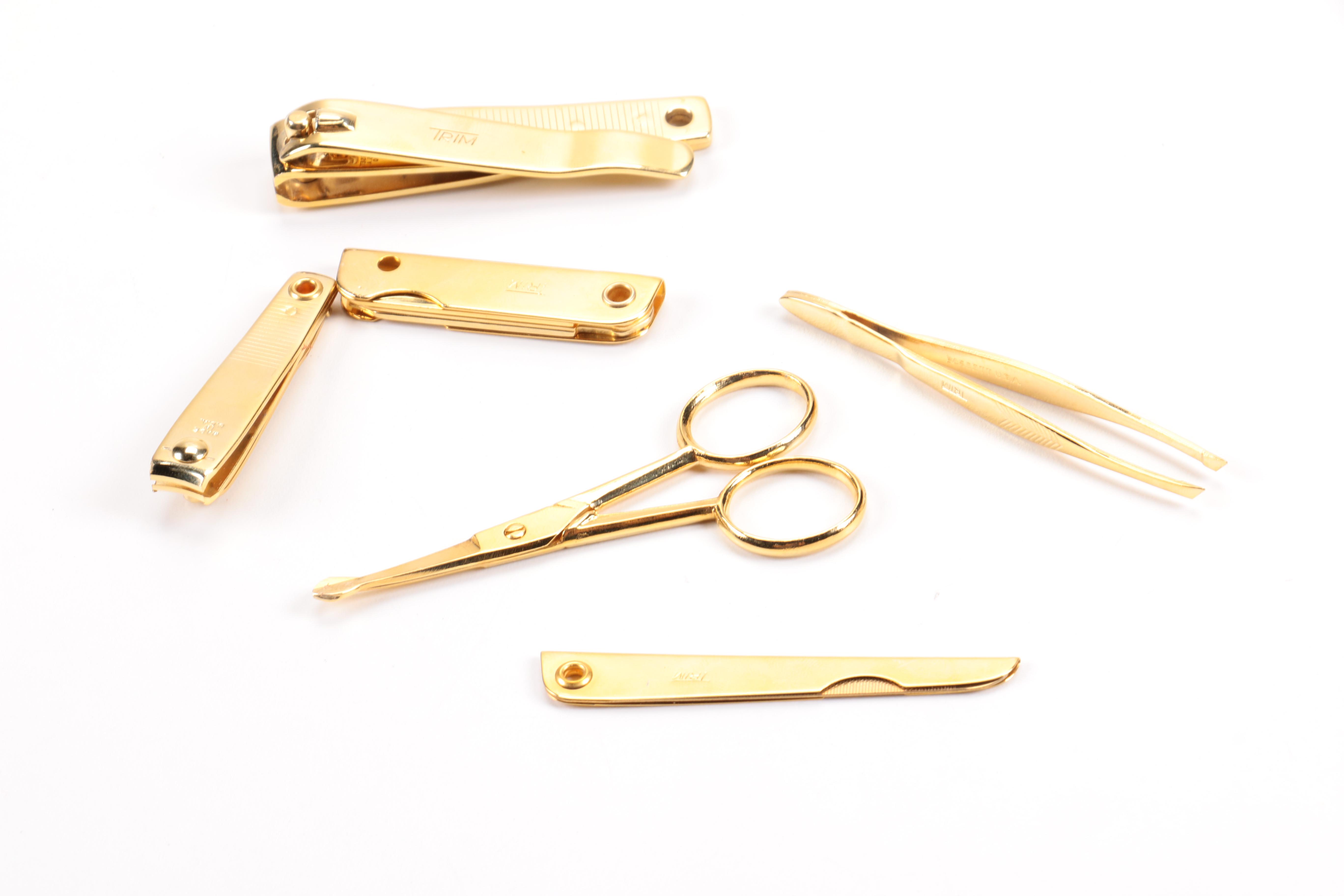 Vintage Travel Iron, Umbrella, and Personal Care Kit