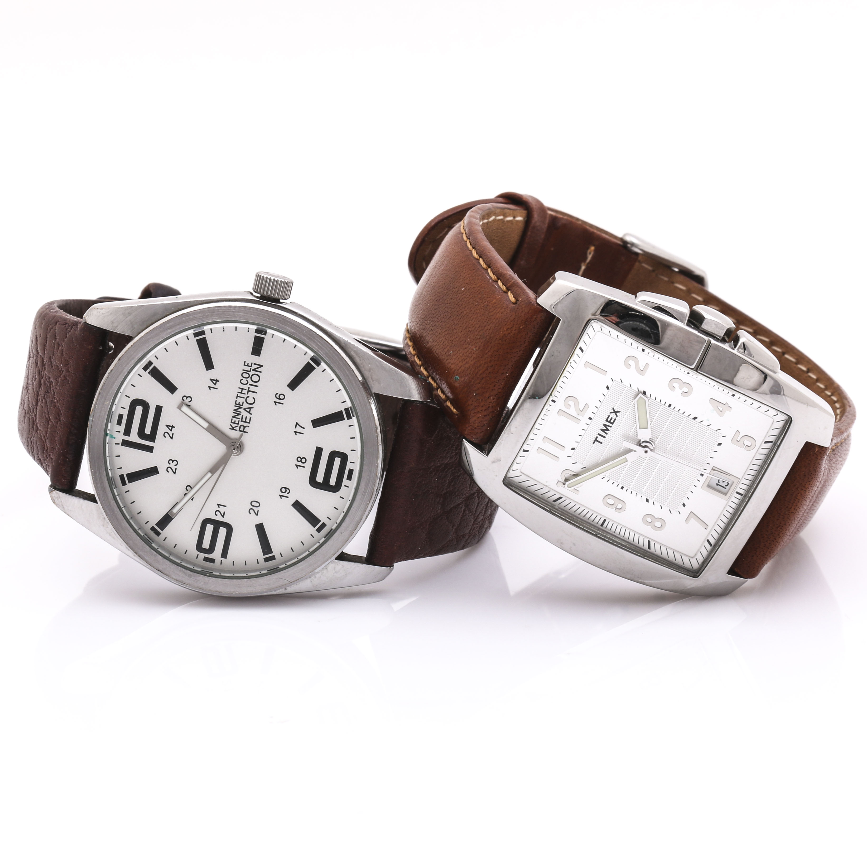 Kenneth Cole Reaction and Timex Watches With Leather Bracelets