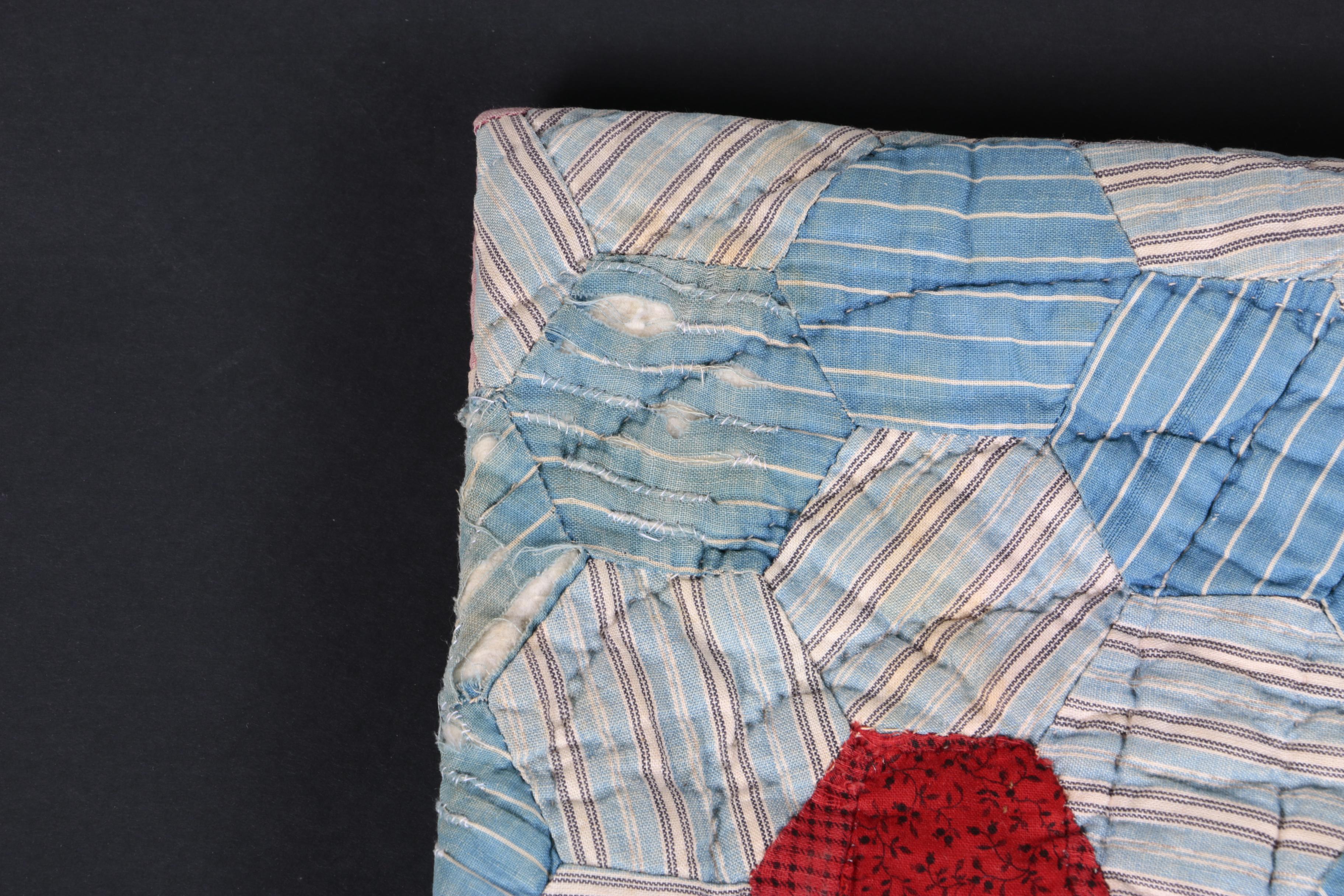 Vintage Hand-Pieced "Grandmother's Flower Garden" Quilt