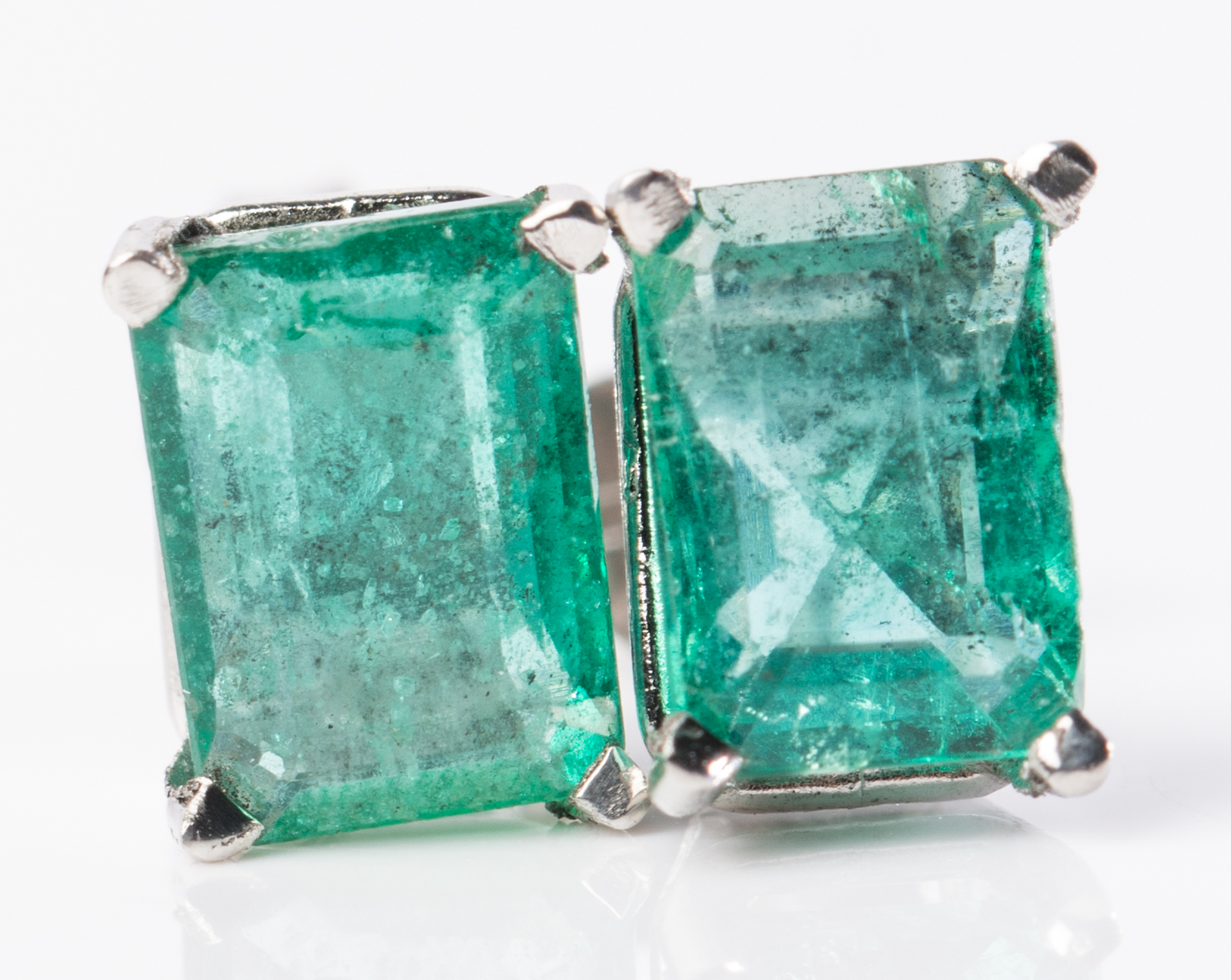Platinum and 1.50 CTW Emerald Earrings