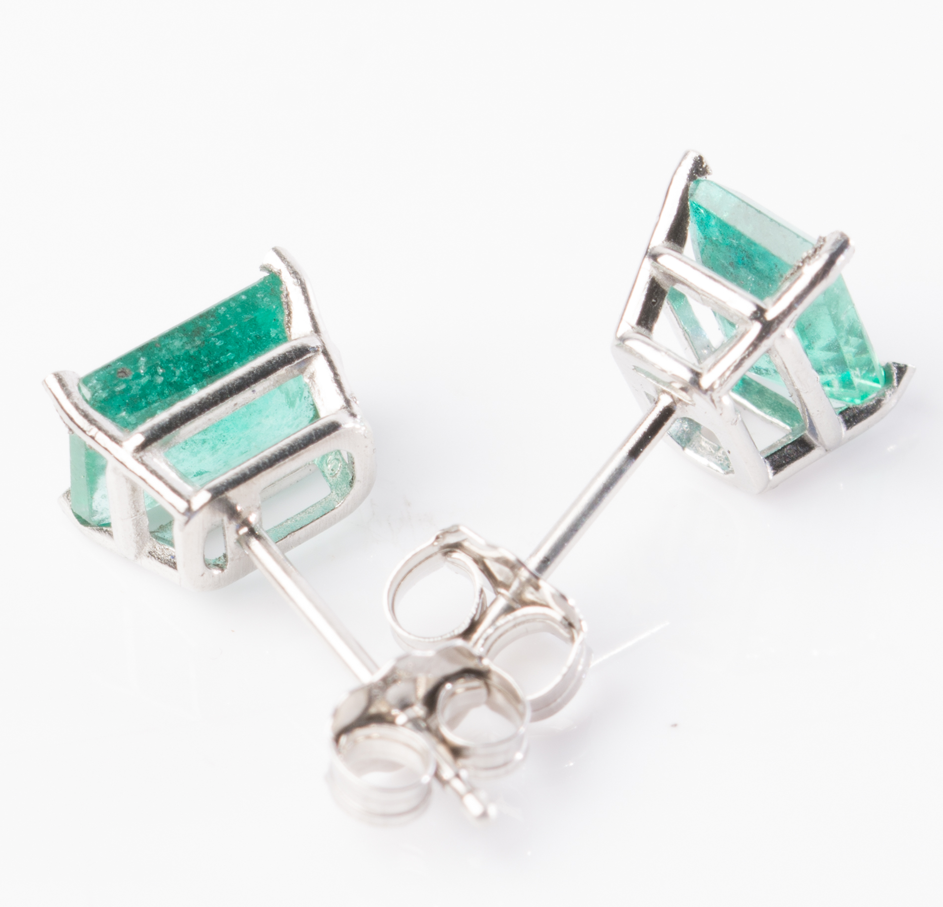 Platinum and 1.50 CTW Emerald Earrings