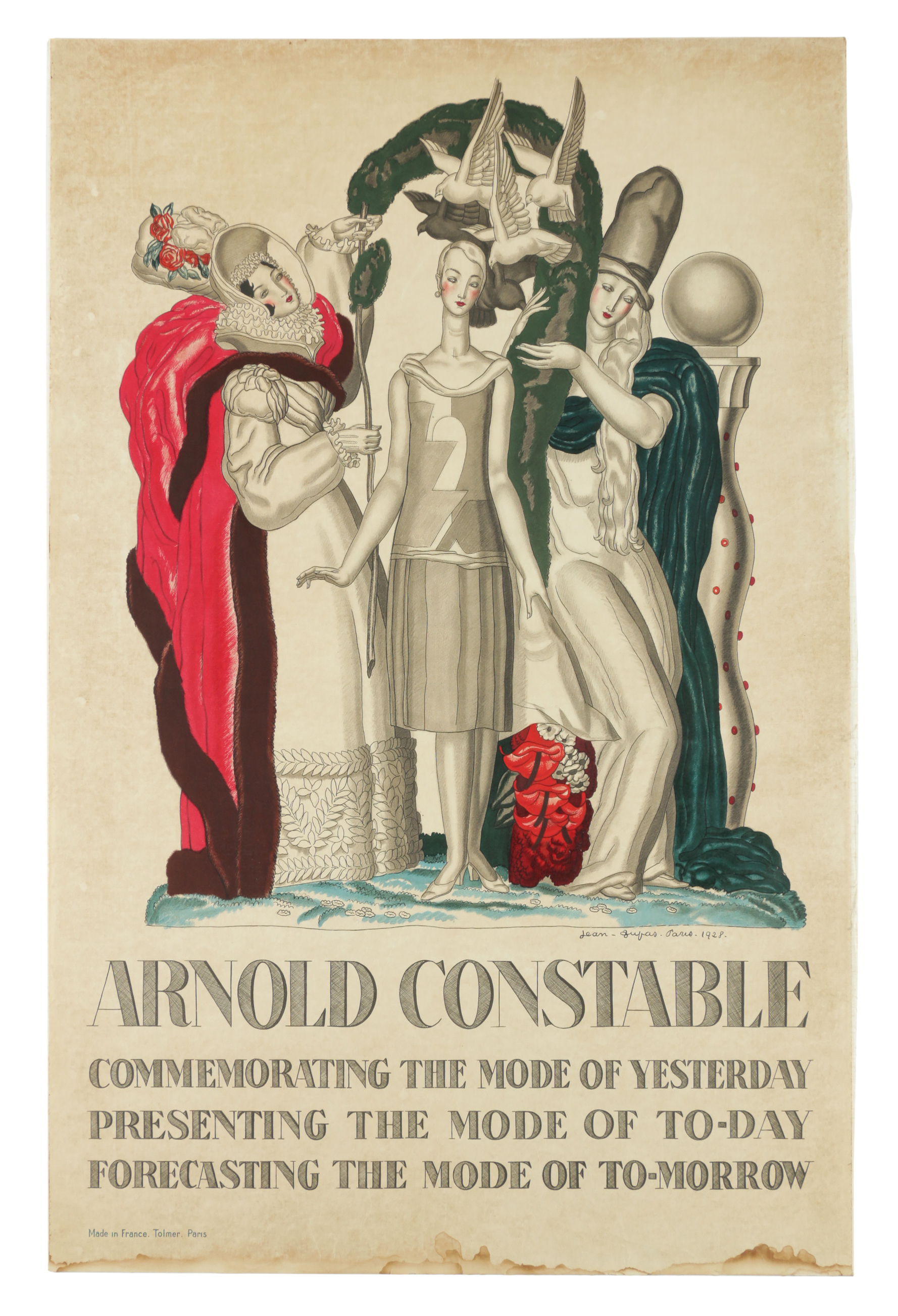 Color Lithograph of Jean Dupas Advertisement For Arnold Constable