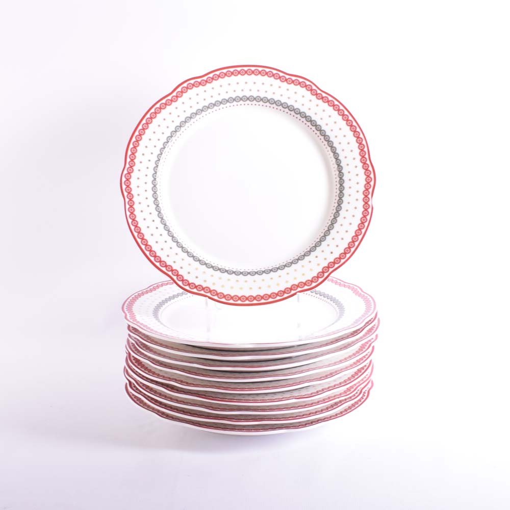 Grace's Teaware "Red Nordic" Dinner Plates