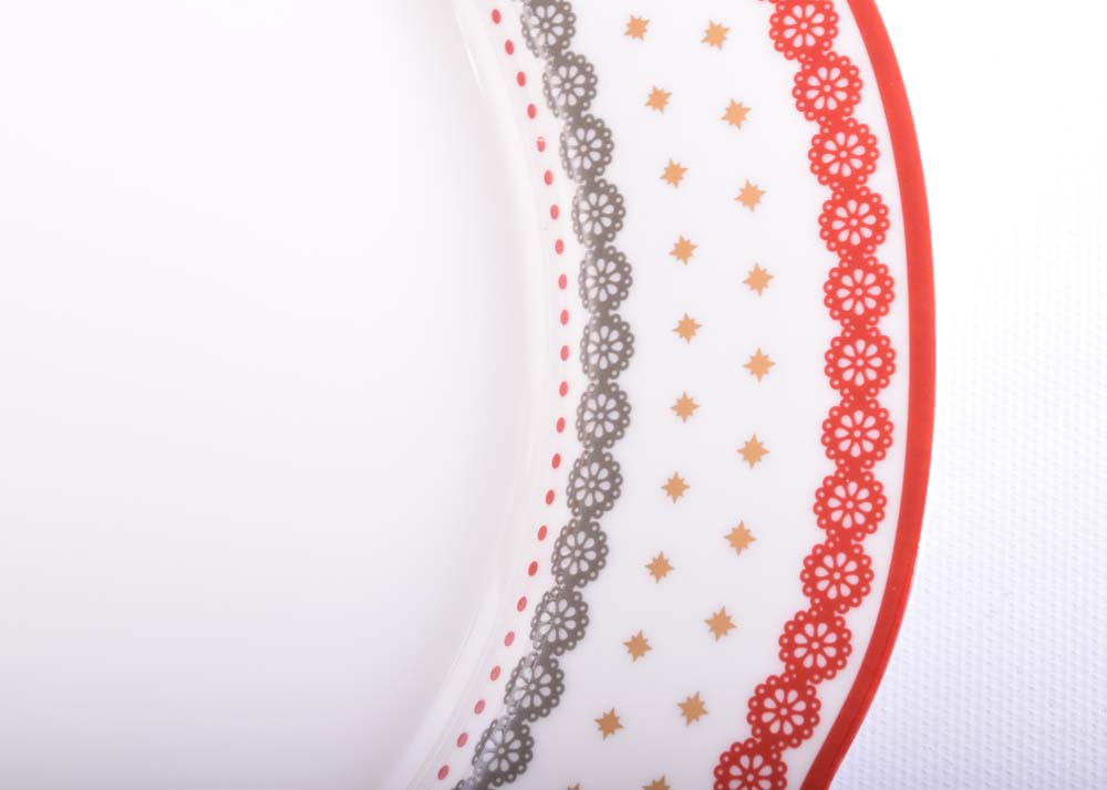 Grace's Teaware "Red Nordic" Dinner Plates