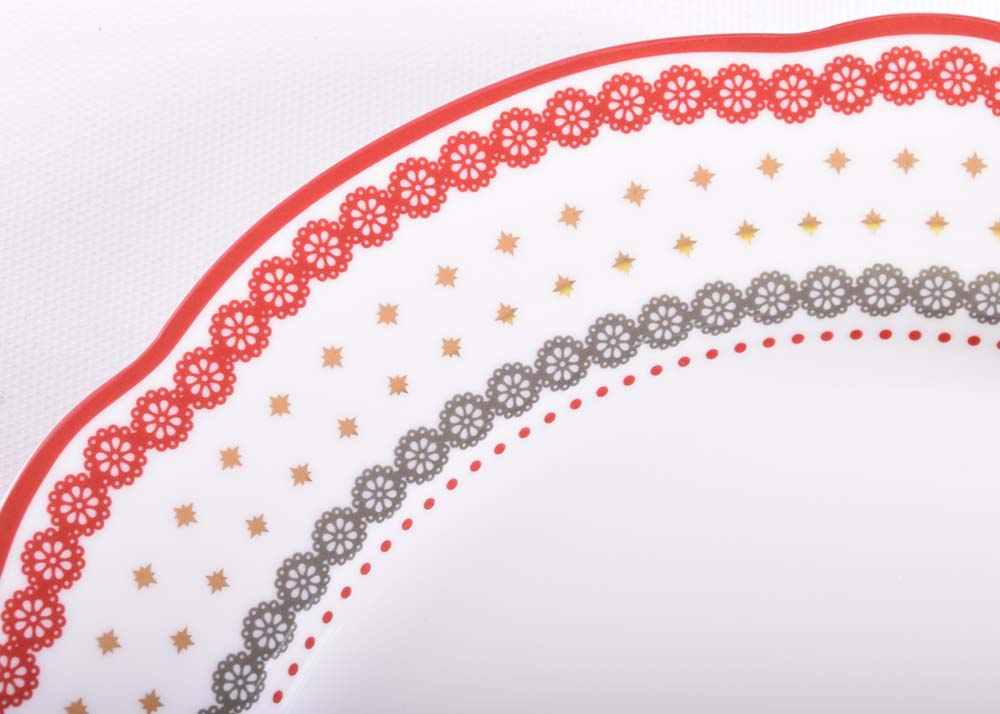 Grace's Teaware "Red Nordic" Dinner Plates