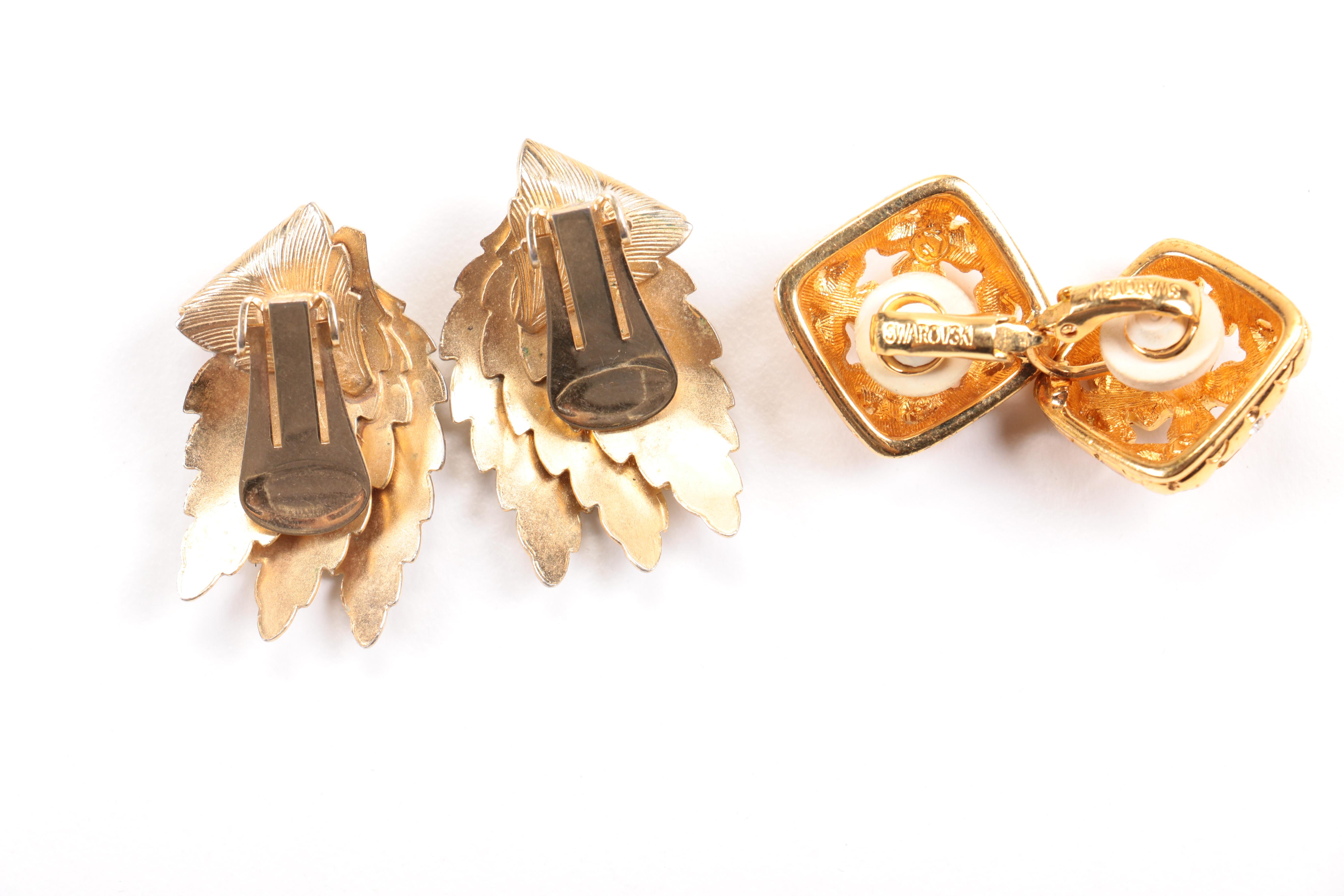 Assortment of Costume Jewelry Including Crystal Earrings