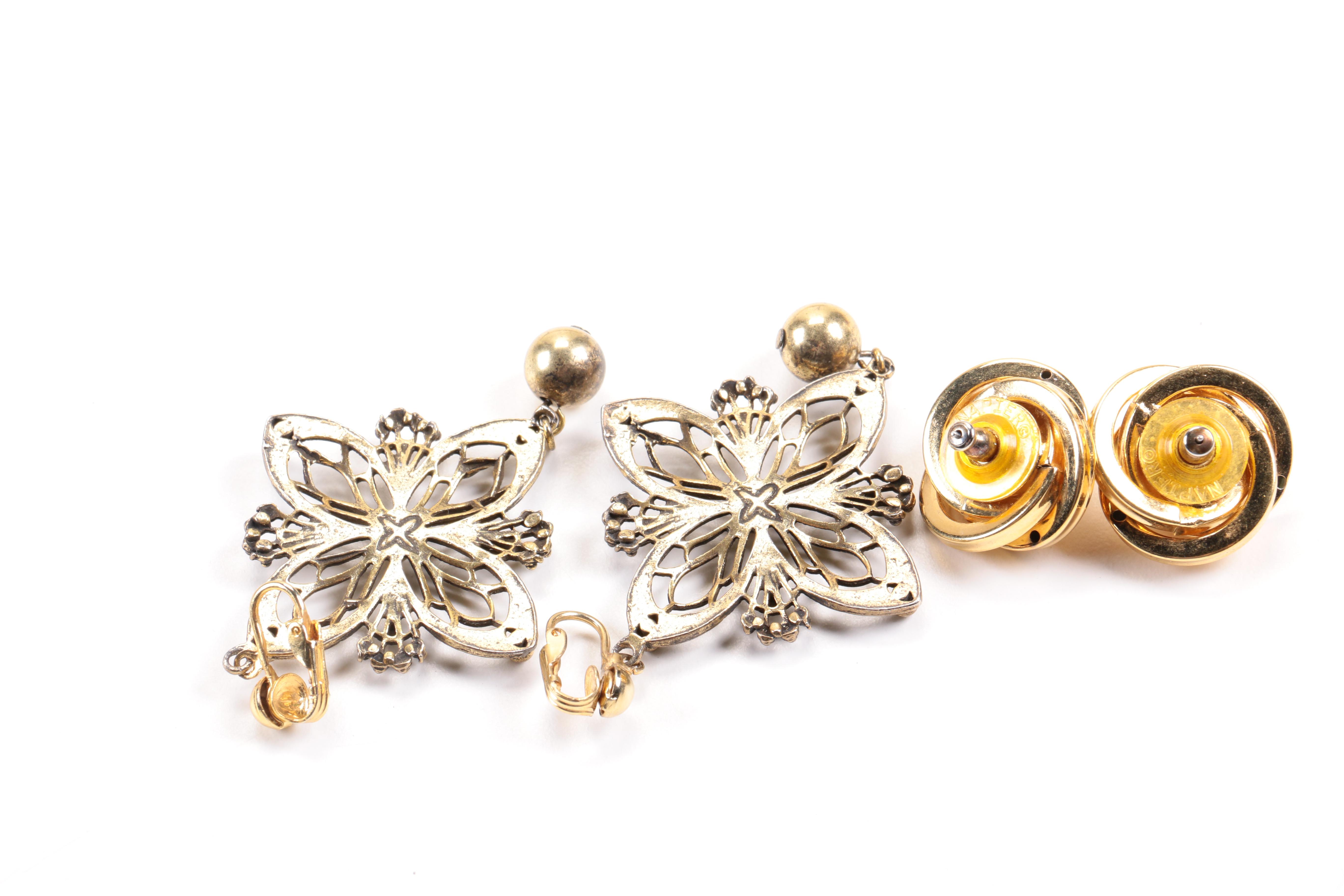 Assortment of Costume Jewelry Including Crystal Earrings