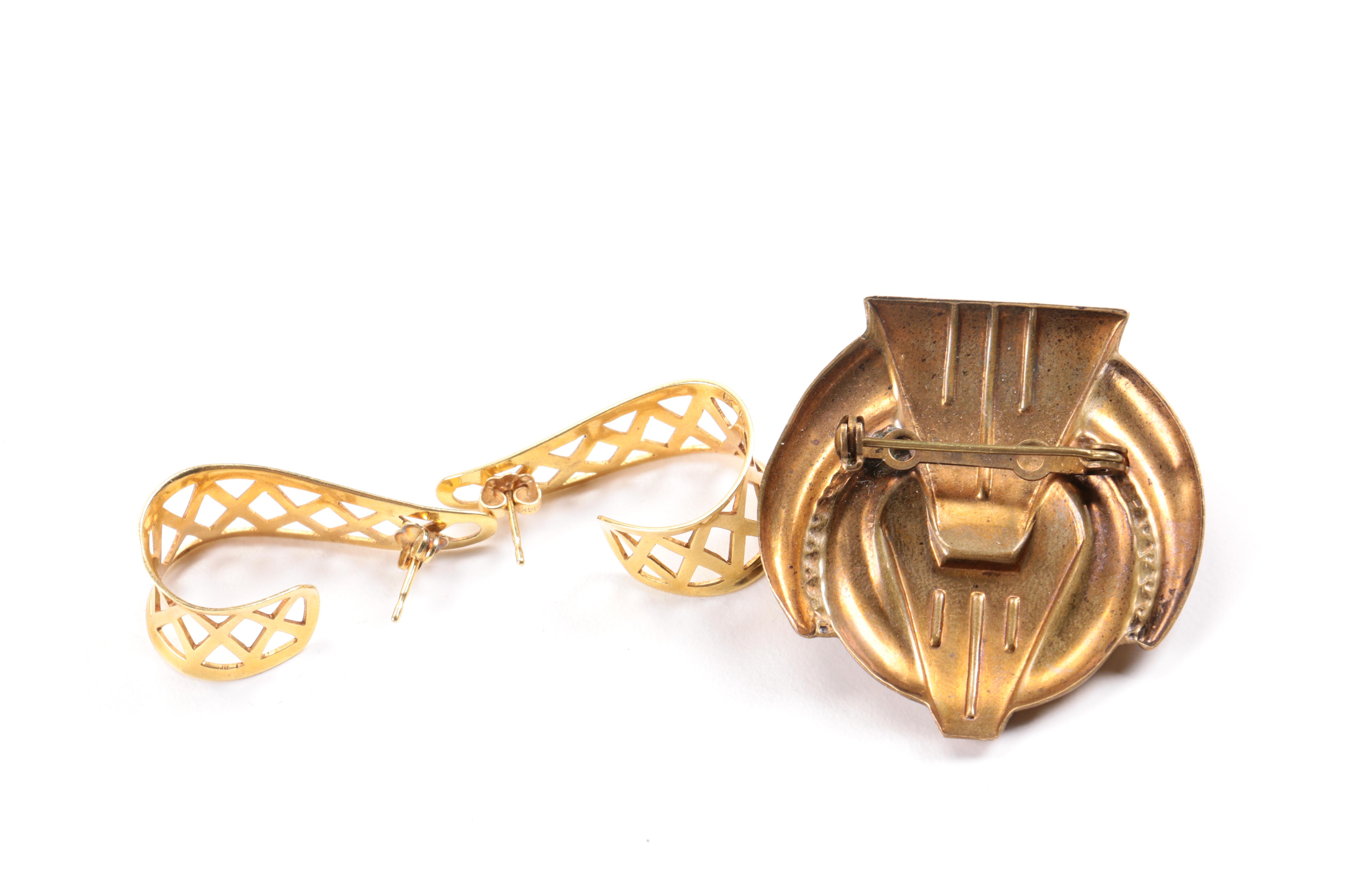 Assortment of Costume Jewelry Including Crystal Earrings