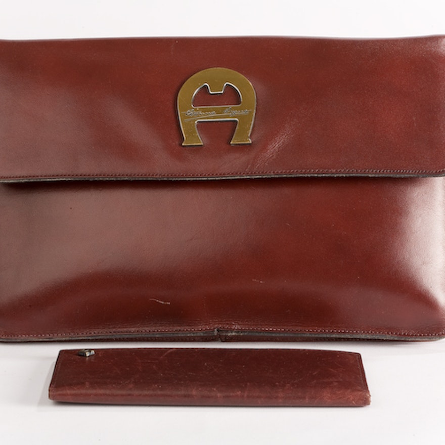 Vintage Etienne Aigner Leather Handbag and Checkbook Cover