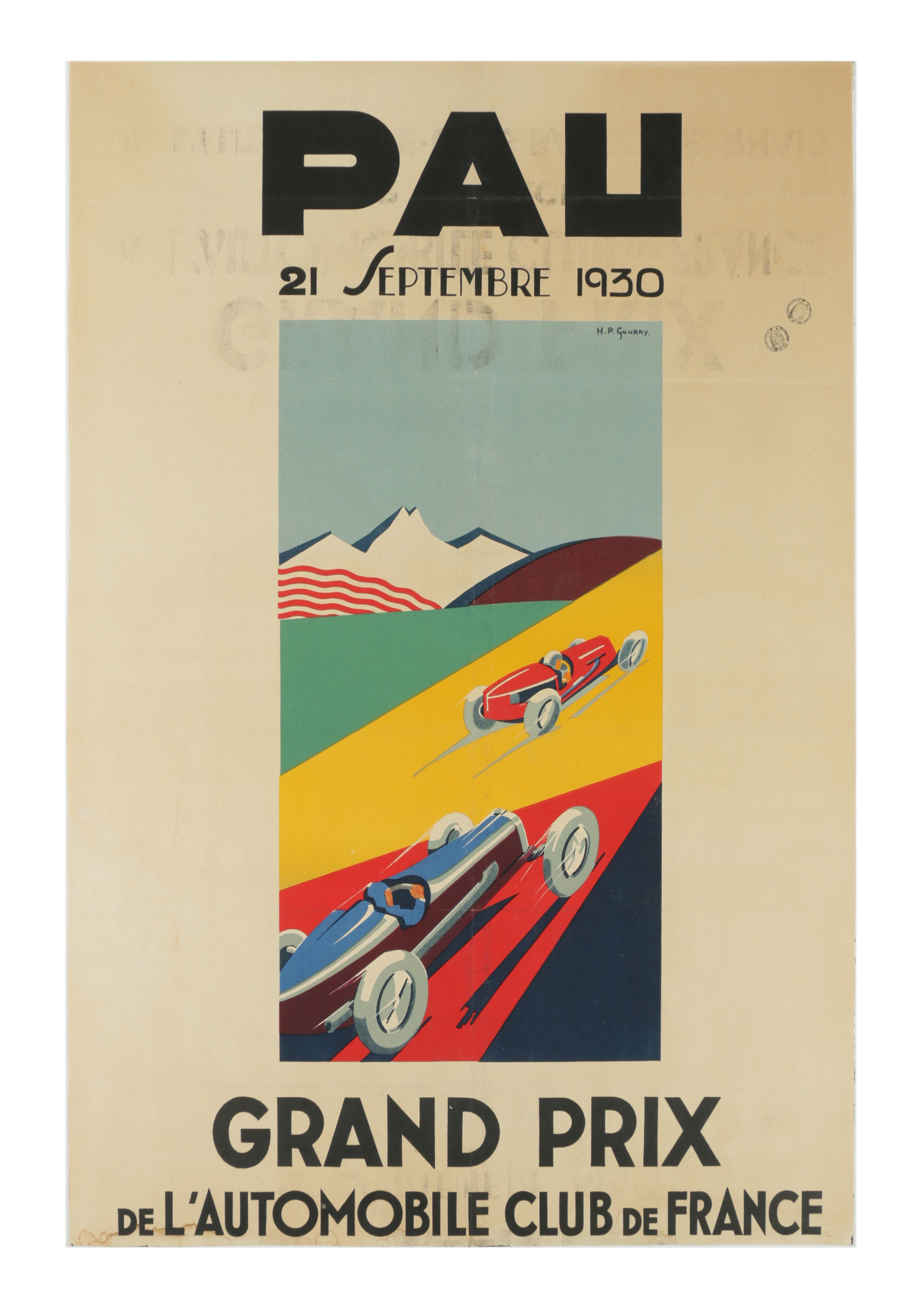 1930 Pau Grand Prix Lithograph Poster After H.P. Gourry